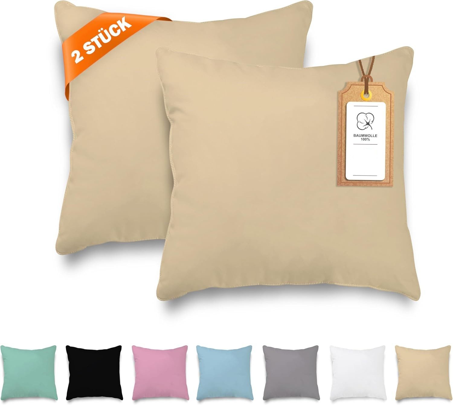 Veluna Home Kissenbezug 80x80cm - 100% Baumwolle(2er-Set)