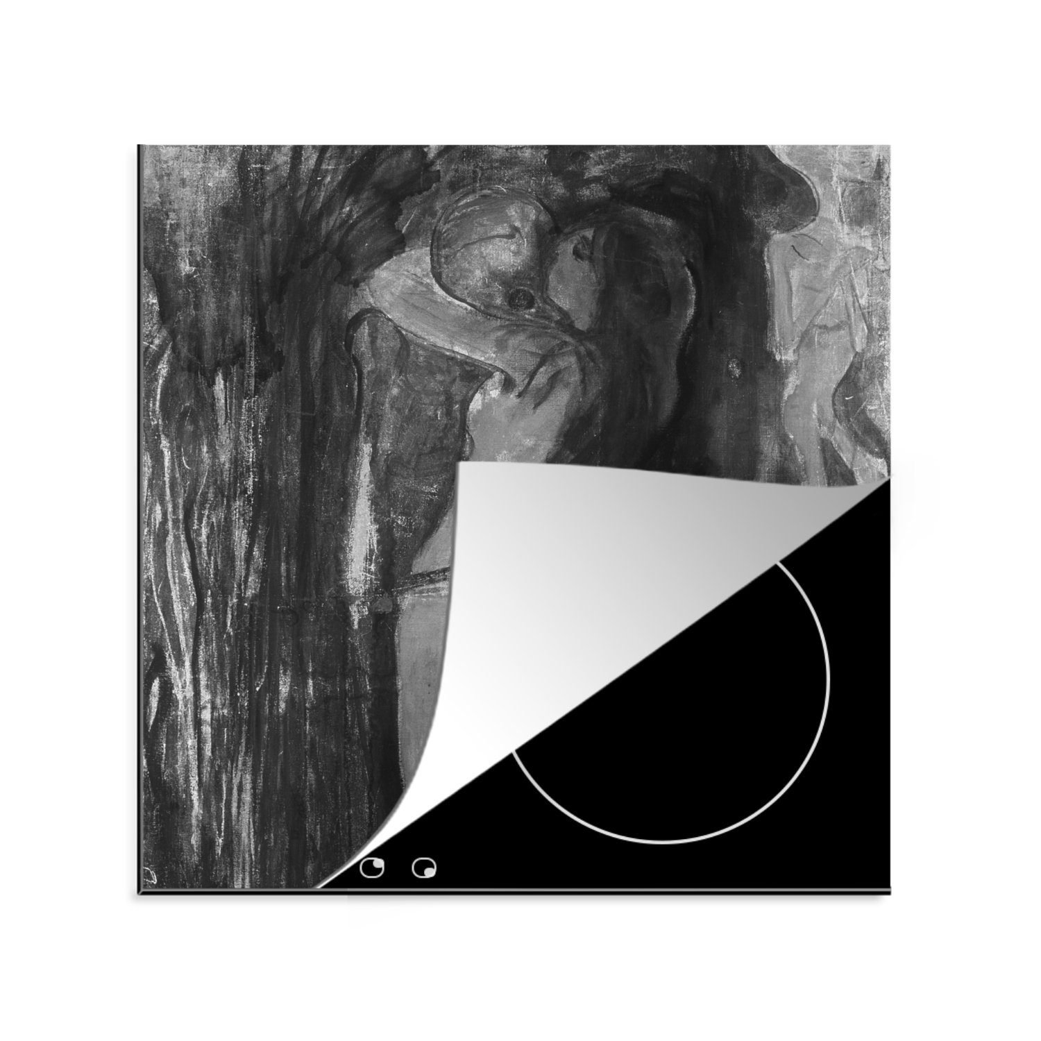 MuchoWow Herdblende-/Abdeckplatte Tod und Leben - Edvard Munch, Vinyl, (1 tlg), 78x78 cm, Ceranfeldabdeckung, Arbeitsplatte für küche