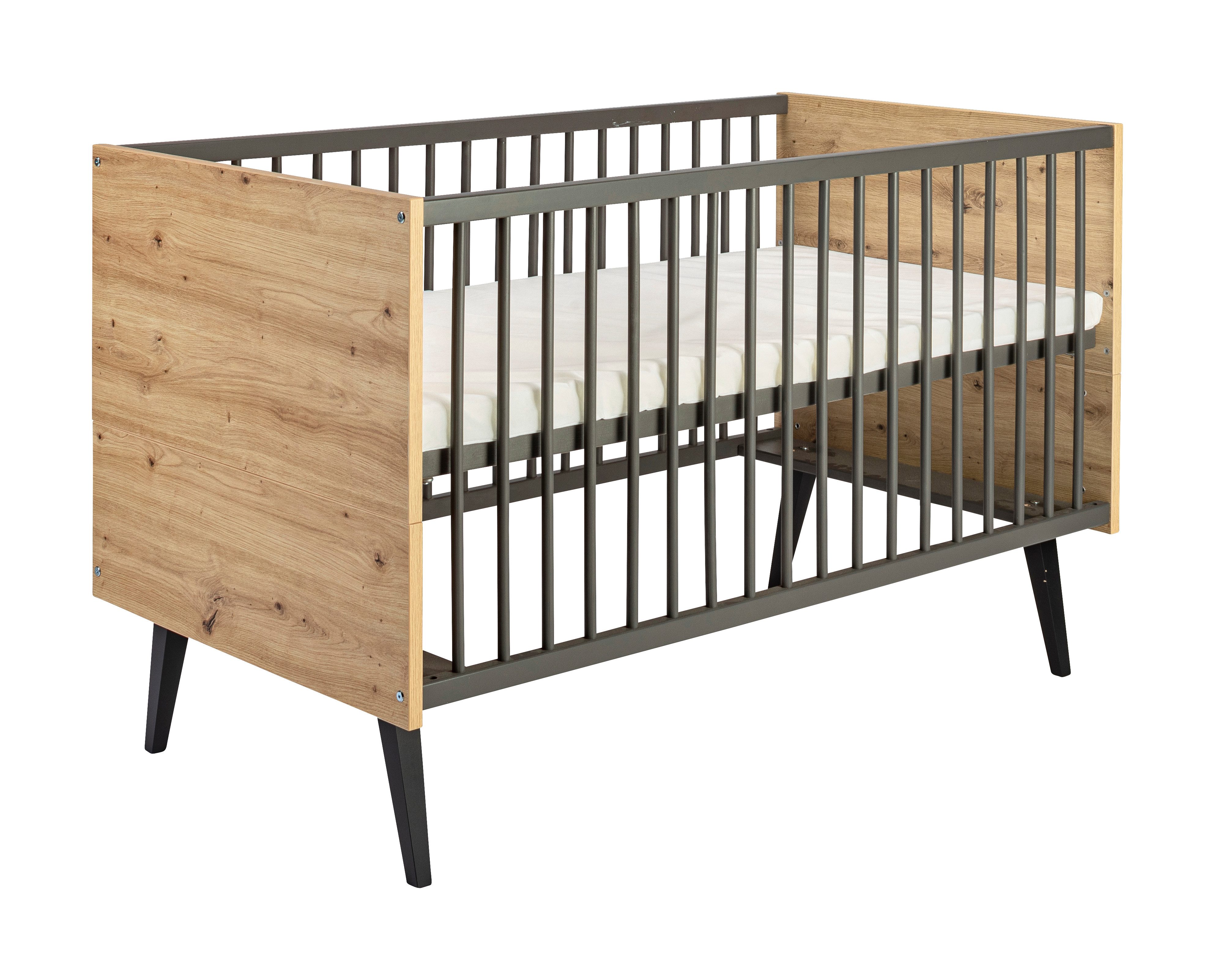 Schardt Babybett MORRIS OAK Kombi-Kinderbett 70x140cm, Made in Germany; umbaubar zum Juniorbett