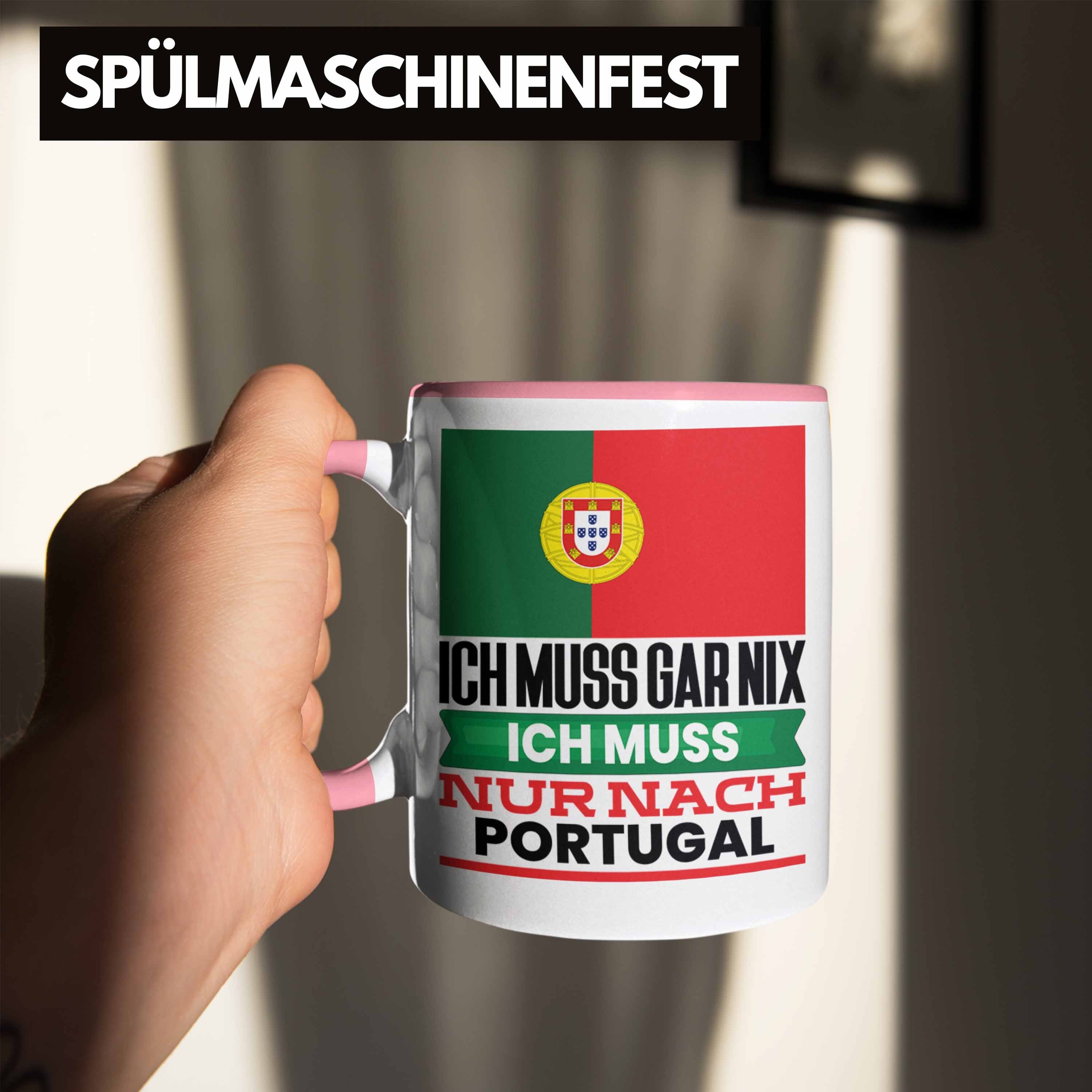 Tasse für Trendation Rosa Tasse Portugiesen Geschenkidee Geburtstag Portugal Urlaub Geschenk