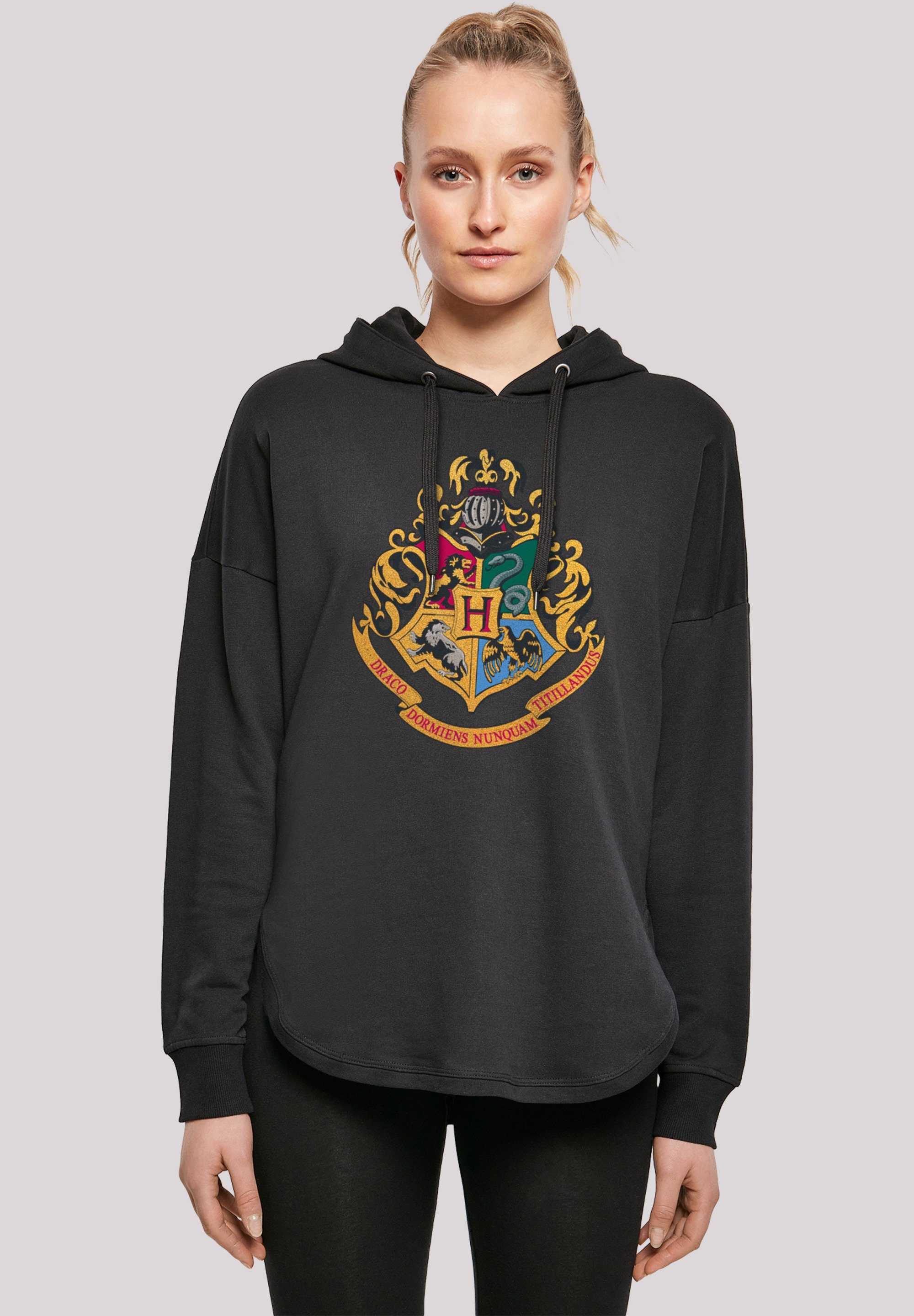 F4NT4STIC Kapuzenpullover Harry Potter Hogwarts Crest Gold Print schwarz