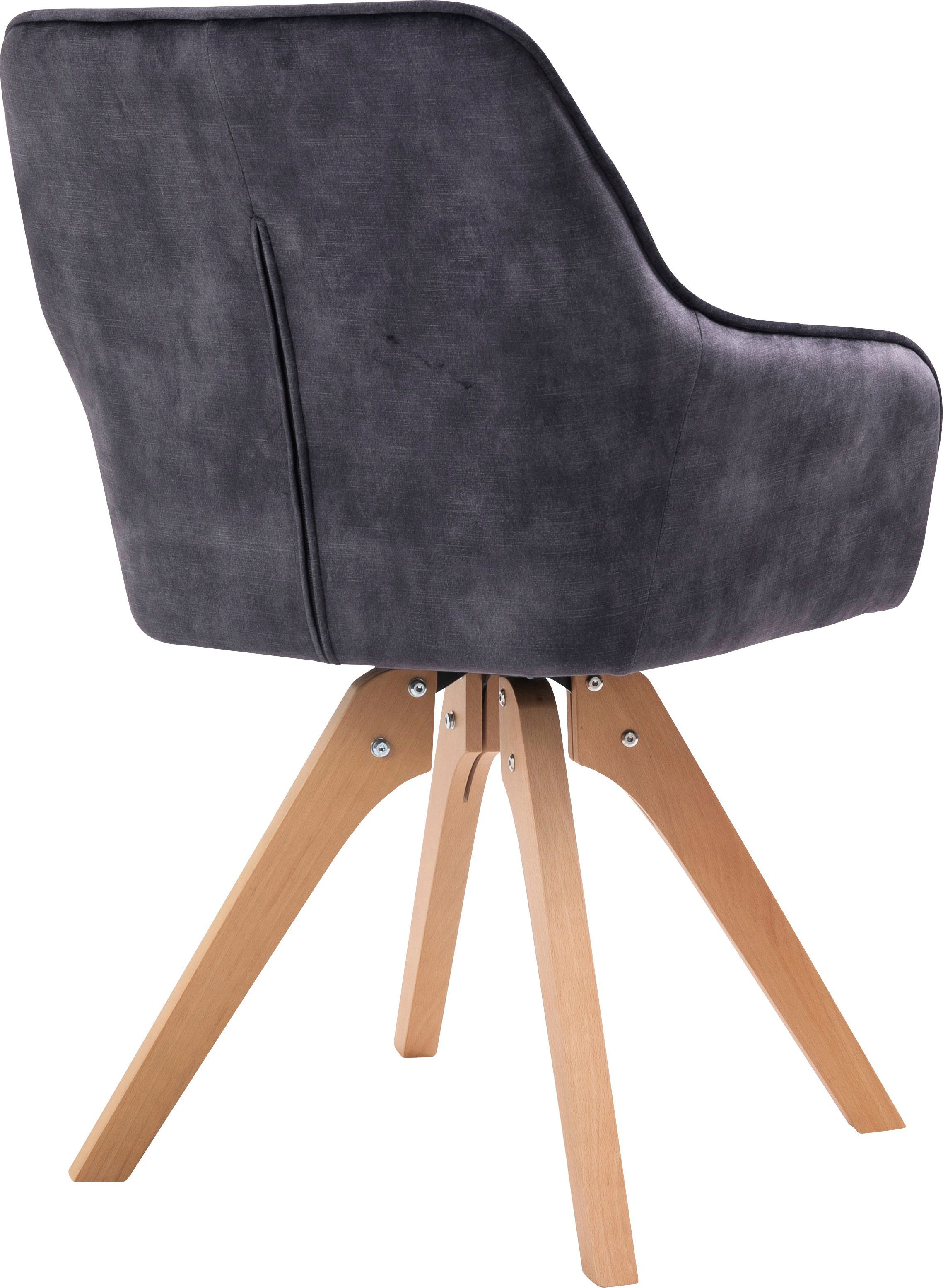 SalesFever Essgruppe, (5-tlg), Tischbreite Stühle mit Samtverlours schwarz drehbar, 180 cm, 180°