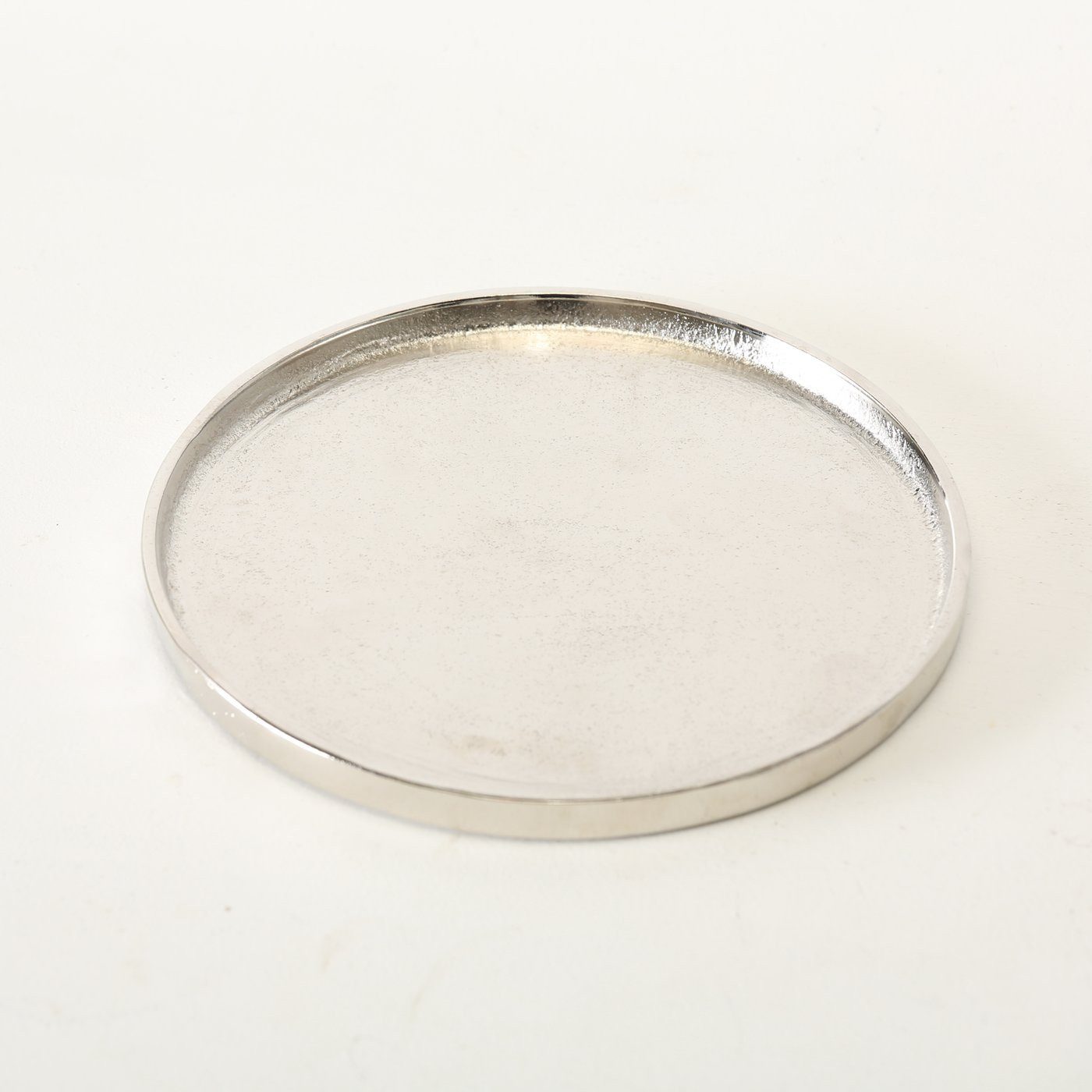 BOLTZE Dekotablett Tablett Valomi, Aluminium, Silber, Ø 27 cm