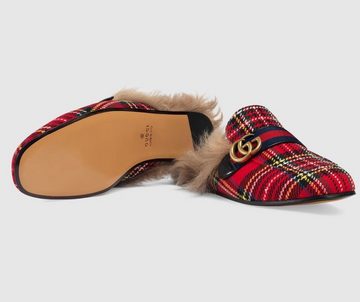 GUCCI Gucci Princetown Tartan -lined Double G Slipper Sandalen Sandals Sc Sneaker