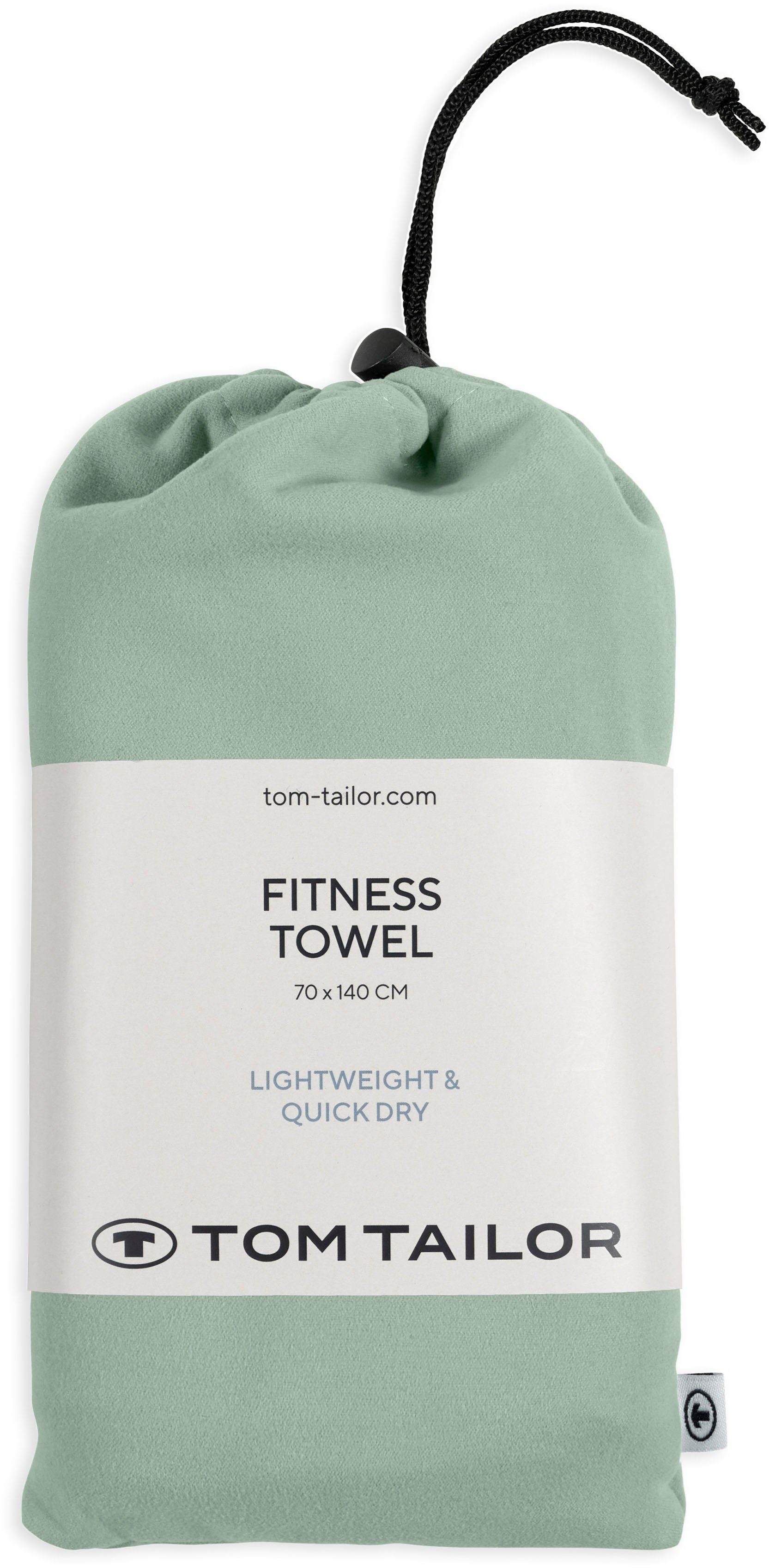 TOM trocknend, uni, (1-St), Logo green weiche gewebte schnell Ware Duschtuch fog HOME TAILOR Fitness, mit feinfädige, dünne, Qualität,