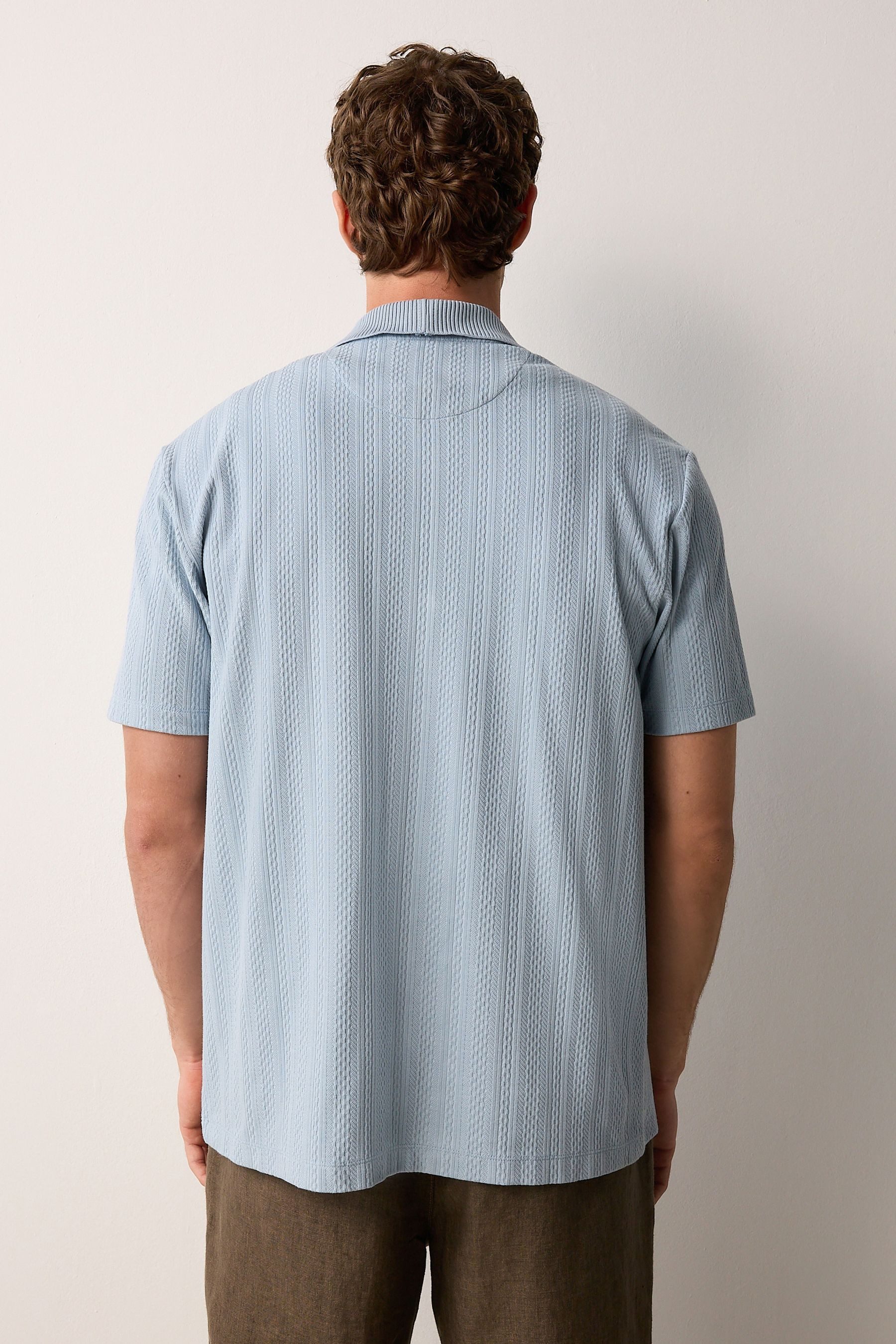 Next Kurzarmhemd Hemd aus strukturiertem Jersey günstig online kaufen