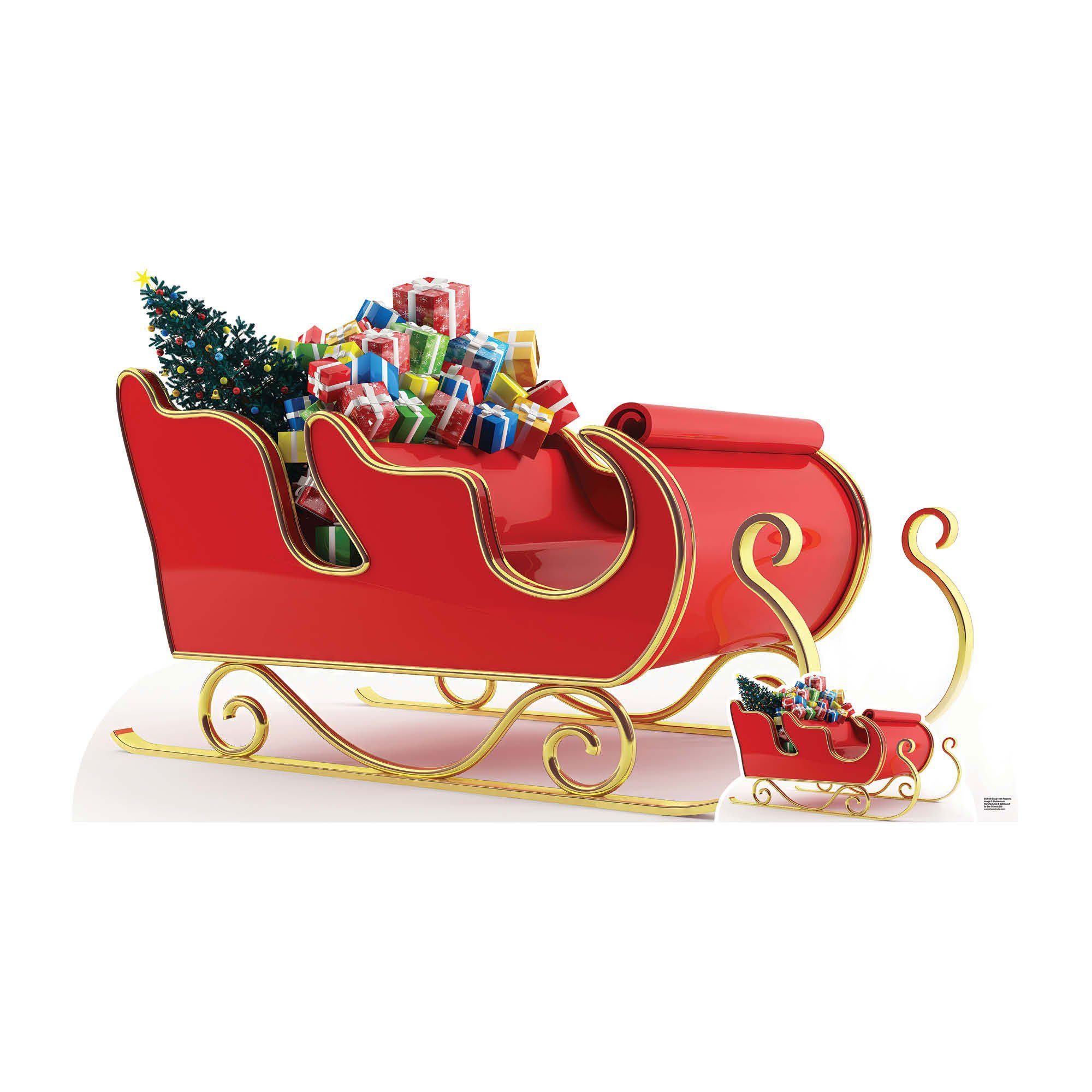 Dekofigur Weihnachten - Pappaufsteller - Schlitten