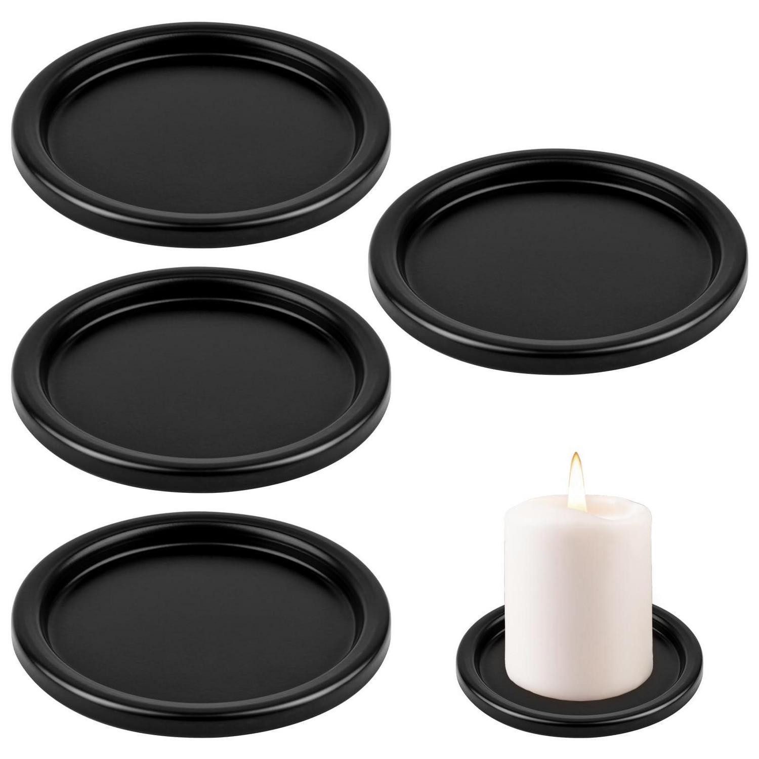 LuxusKollektion Kerzentablett Kerzenteller Metall Schwarz 10cm 4Stück (4 St)