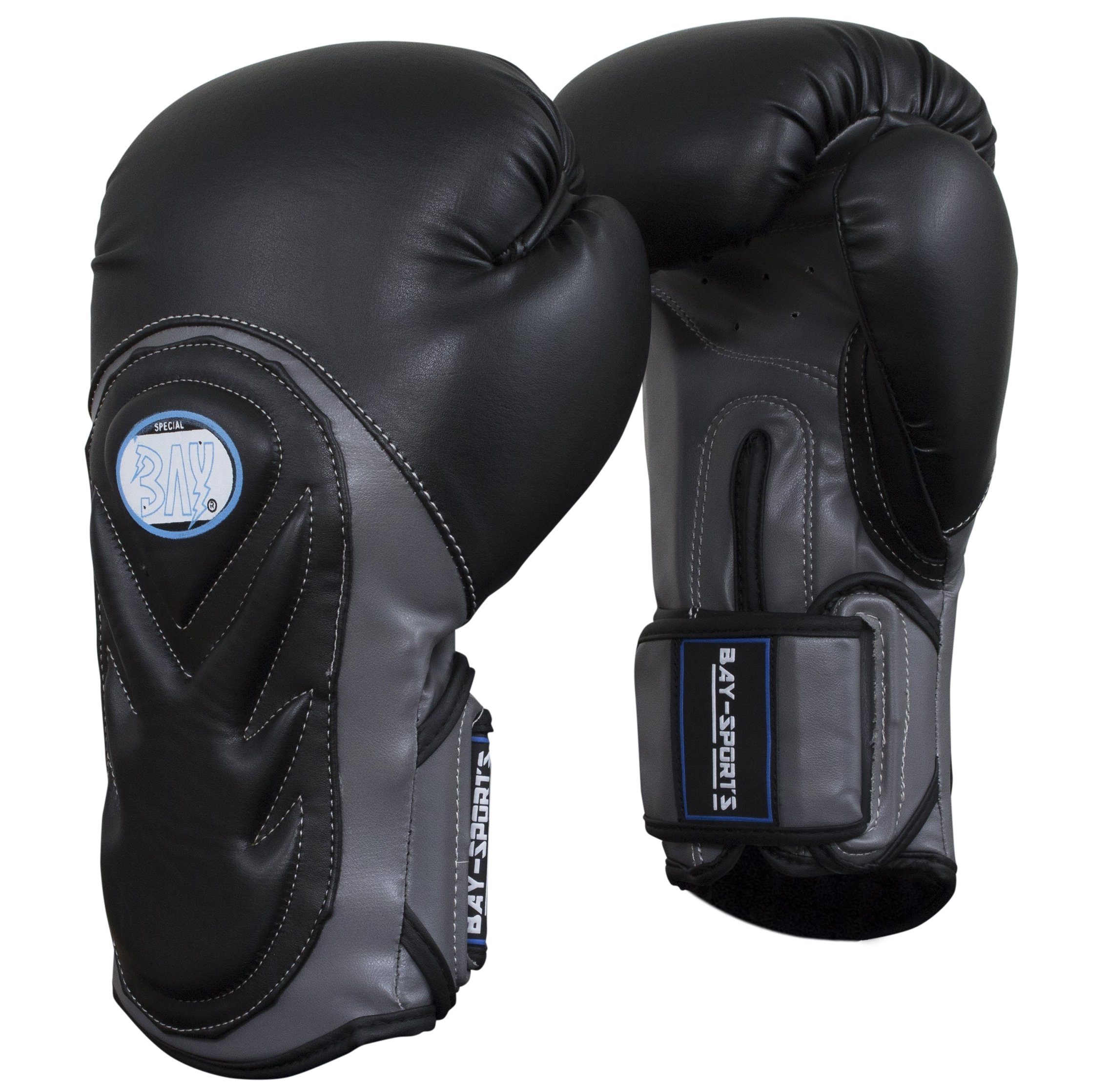 BAY-Sports Boxhandschuhe Bad Style Box-Handschuhe schwarz/grau Boxen Kickboxen