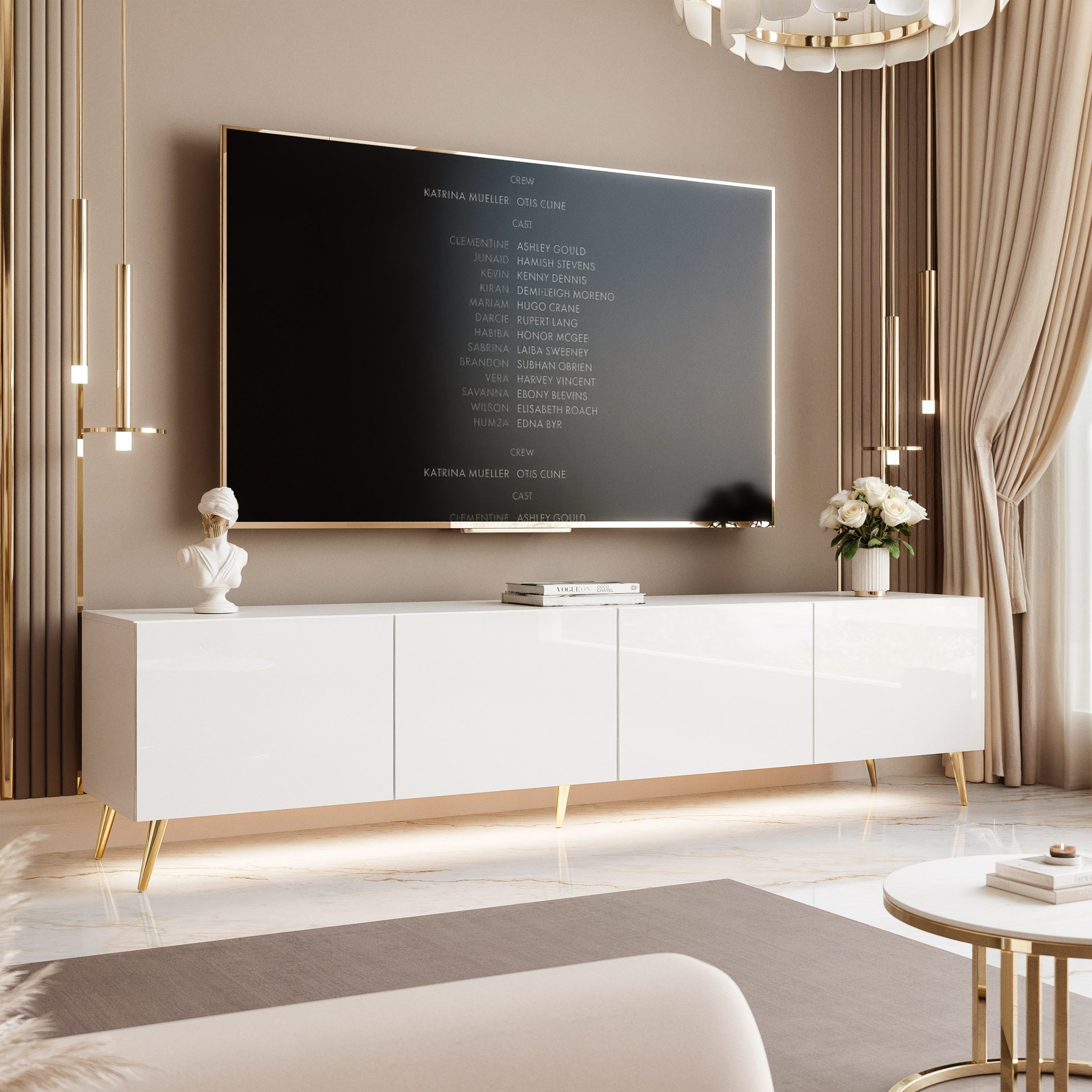 yourhouse24 Lowboard TV ANGEL 200 auf Füßen mit LED-Beleuchtung – Griffloses Design – Bild 3 von 5