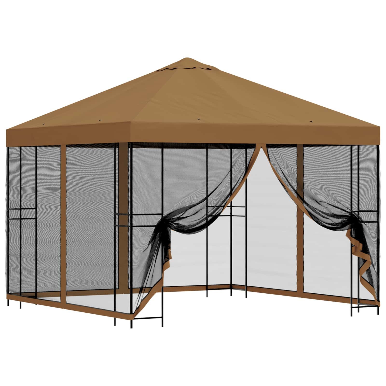 vidaXL Partyzelt Garten Pavillon mit Seitenwänden 3 x 3 m Beige