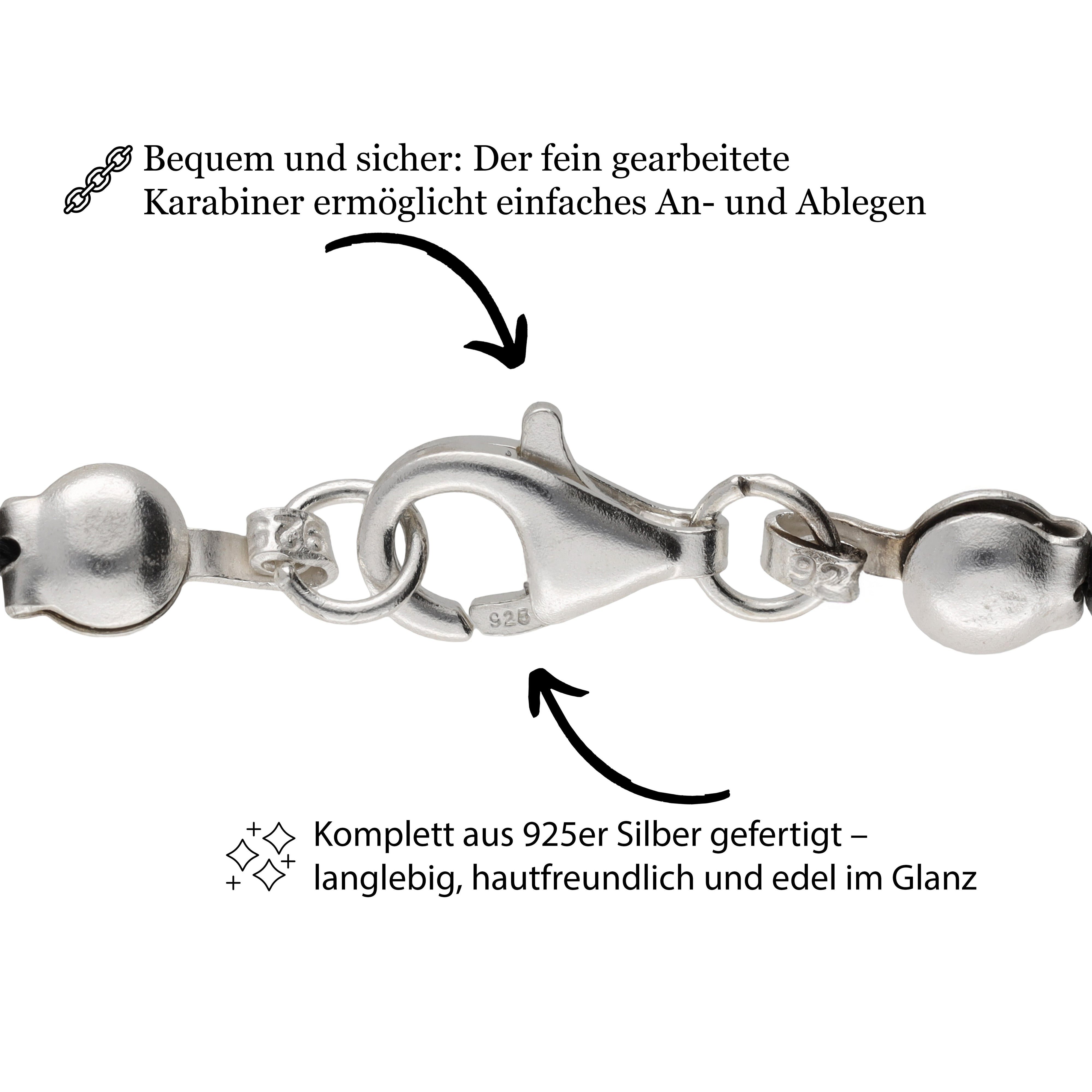Lebensquelle Plus Kette ohne Anhänger Edelstein Kugelkette + 925 Silber Verschluss, Ø 4mm Kugeln 45cm lang