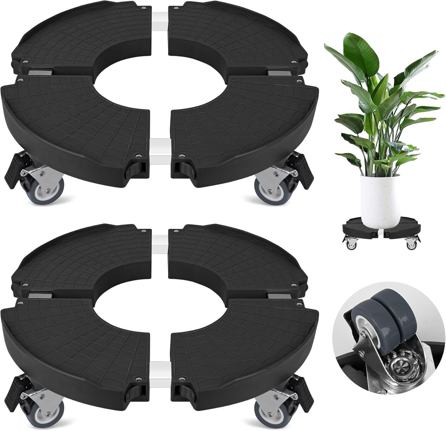 TUWENA Pflanzenroller Ausziehbarer Blumentopfteller mit 360° drehbaren Rollen, (Set, 2-St)