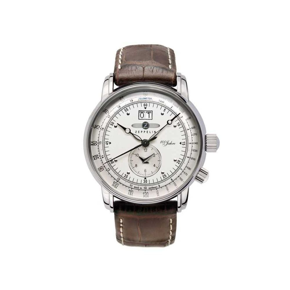 Fliegeruhr 100Jahre Dual Time Herrenuhr Lederband 42 mm 7640-1