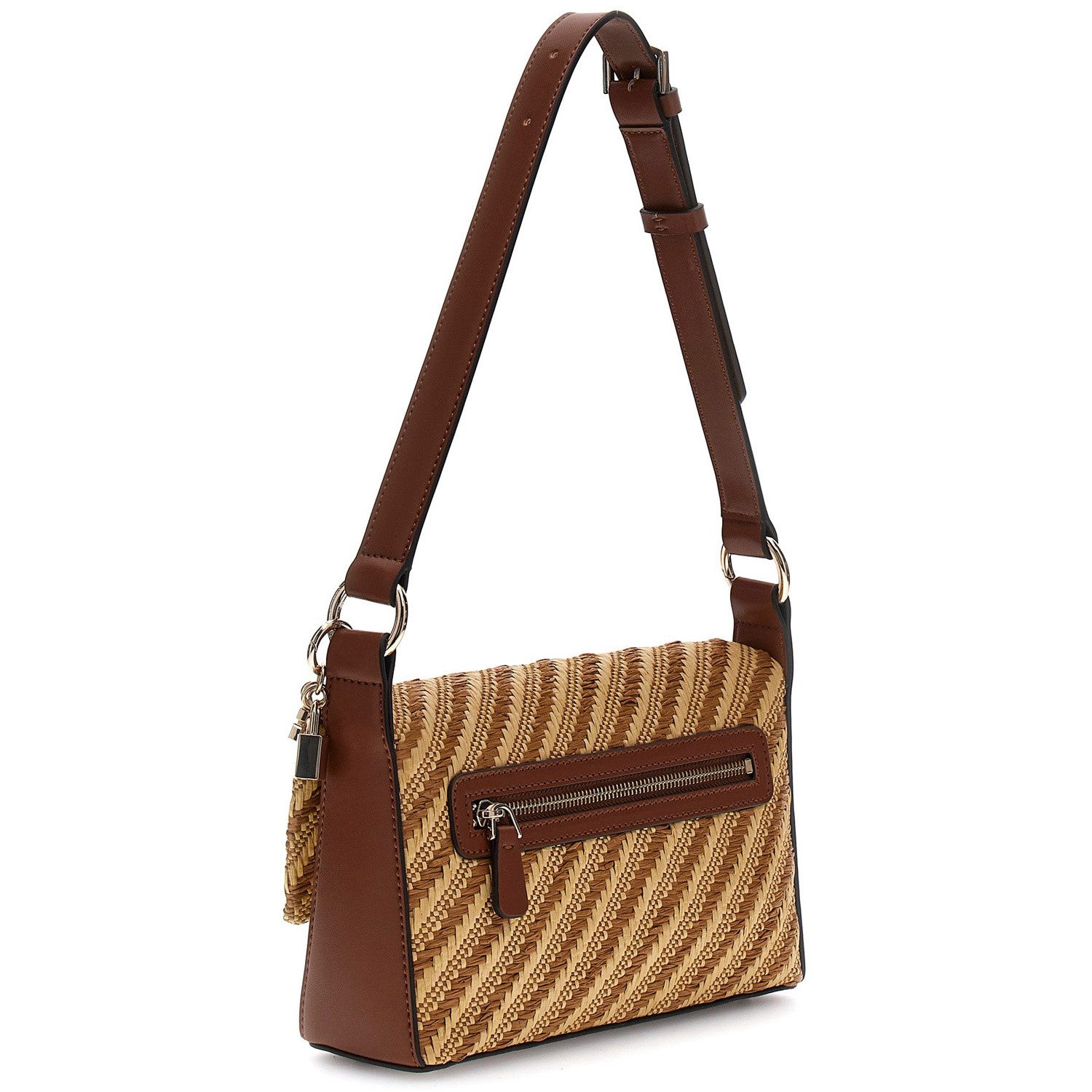 Guess Umhängetasche GUESS Schultertasche Simona natural/cognac (1, 1-tlg., 1)