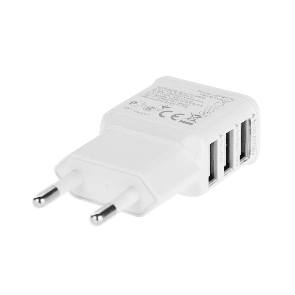 Trade-Shop Mini 3-fach USB Universal Netzteil Reiseadapter 220V Ladegerät Flach Mehrfachsteckdose 3-fach, Geeignet für Smartphone, Tablet, e-Book-Reader, Navigationsgerät etc.