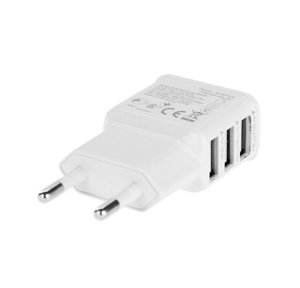 Trade-Shop Mini 3-fach USB Universal Netzteil Reiseadapter 220V Ladegerät Flach Mehrfachsteckdose 3-fach, Geeignet für Smartphone, Tablet, e-Book-Reader, Navigationsgerät etc.