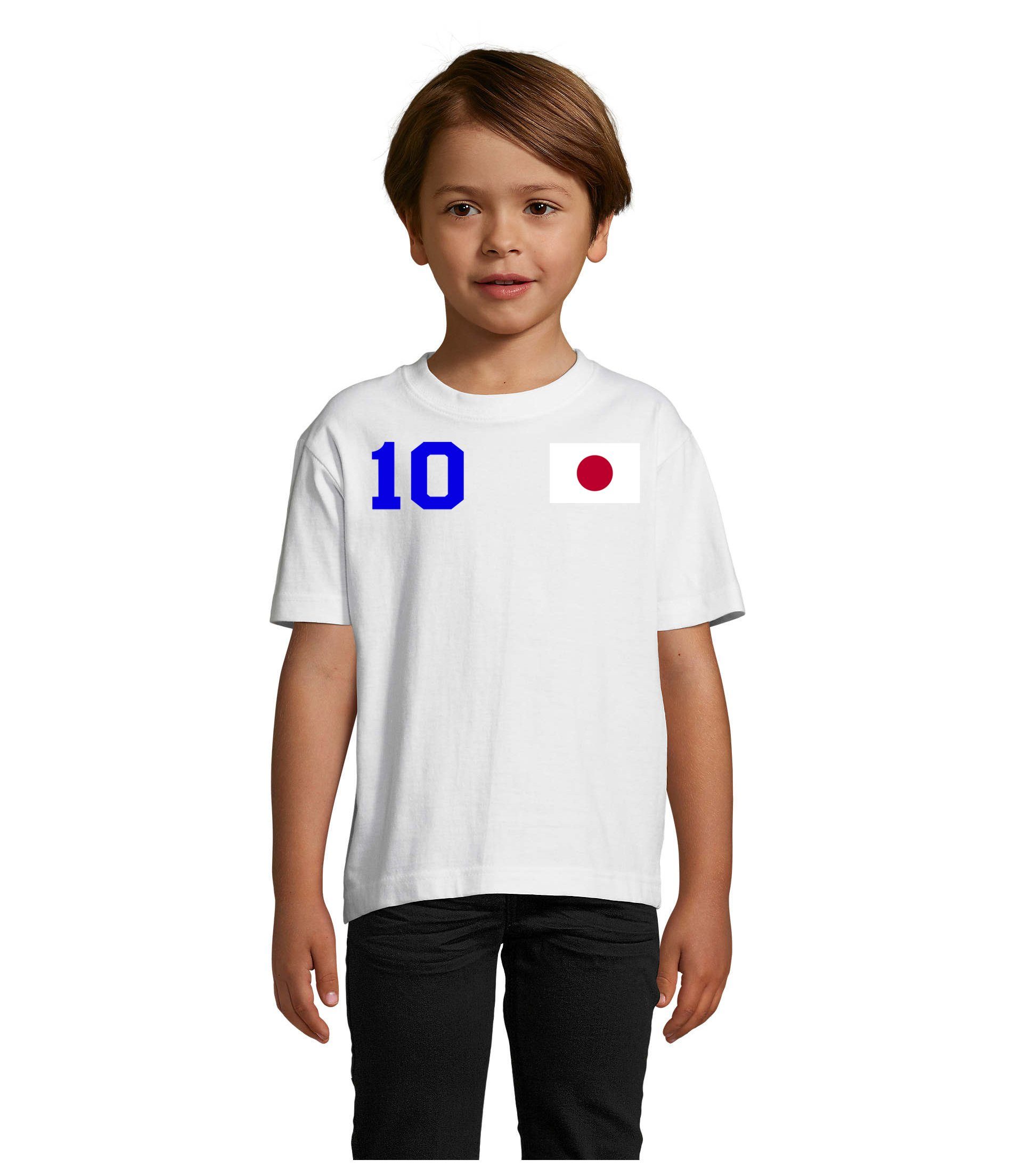 Blondie & Brownie T-Shirt Kinder Japan Asien Sport Trikot Fußball Handball Meister WM Blau/Weiss