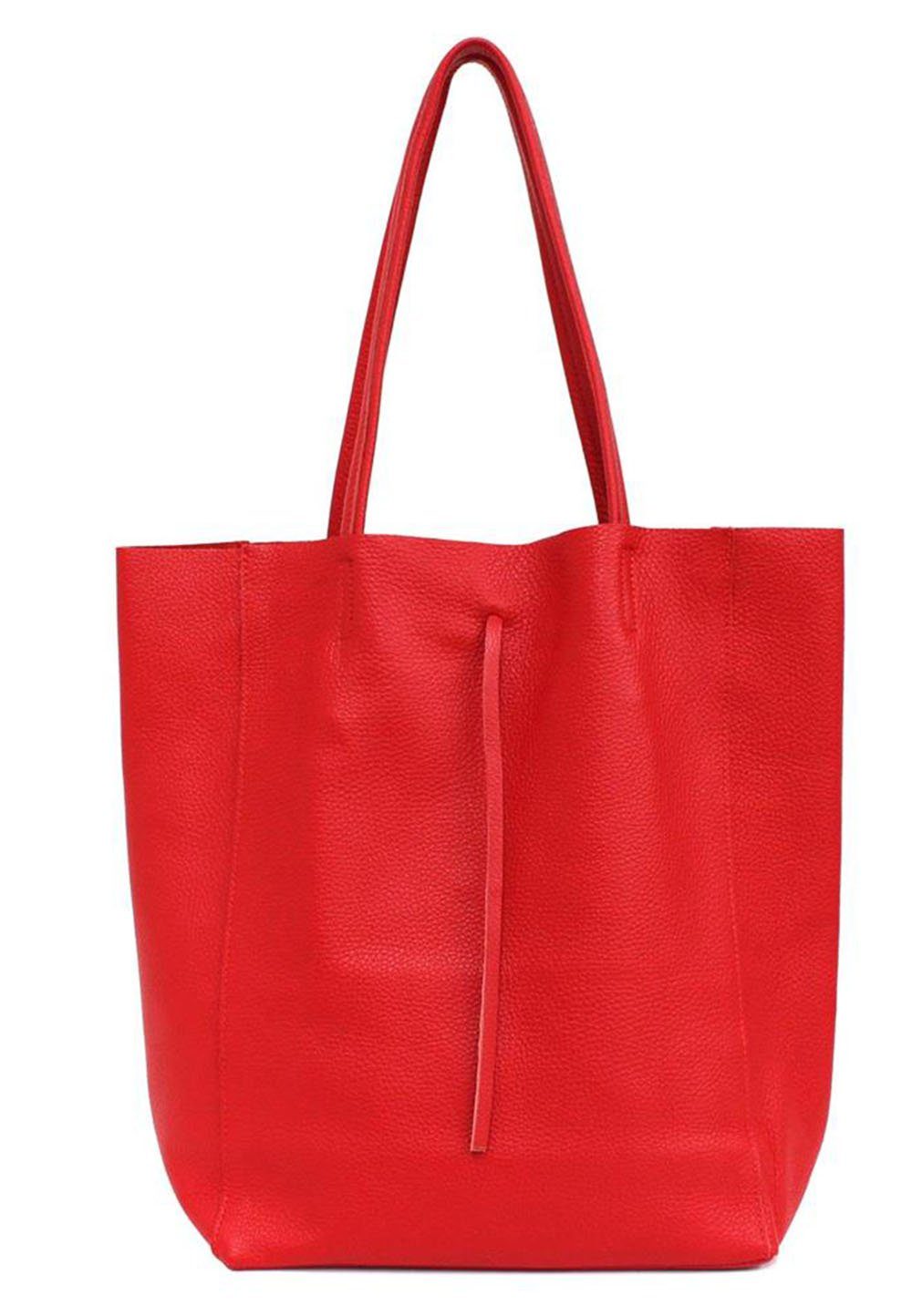 PRINIDOR Shopper Shopper Ledertasche Echtleder, echt Leder, Made in Italy rot
