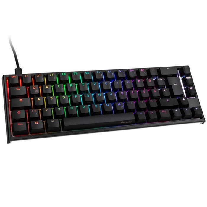Ducky ONE 2 SF Gaming-Tastatur (MX-Speed-Silver mechanisch PBT Tastenkappen RGB LED Beleuchtung deutsches Layout QWERTZ TKL-Mini-Version Schwarz / Weiß)