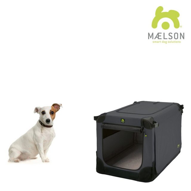 MAELSON Tiertransportbox Soft Kennel Transportbox, faltbar – anthrazit, für Hunde und Katzen geeignet