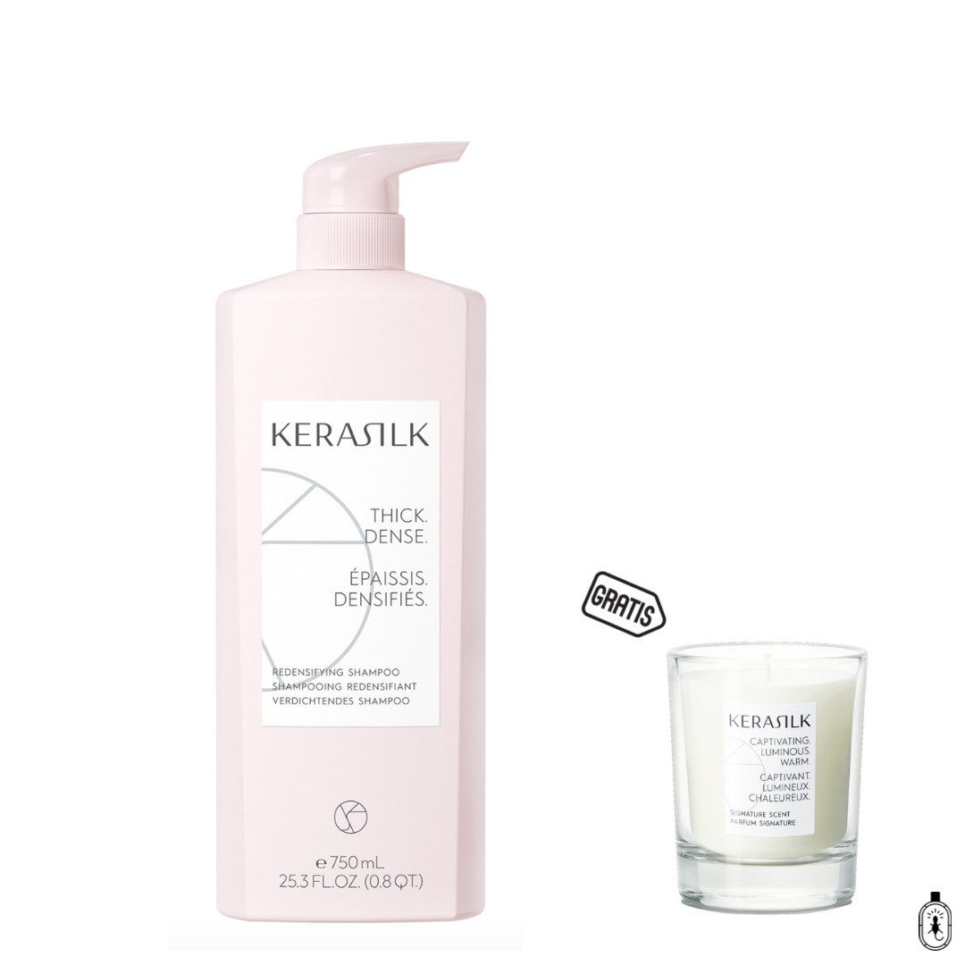Kerasilk Haarshampoo Verdichtendes Shampoo 750 ml + gratis Duftkerze, 2-tlg.