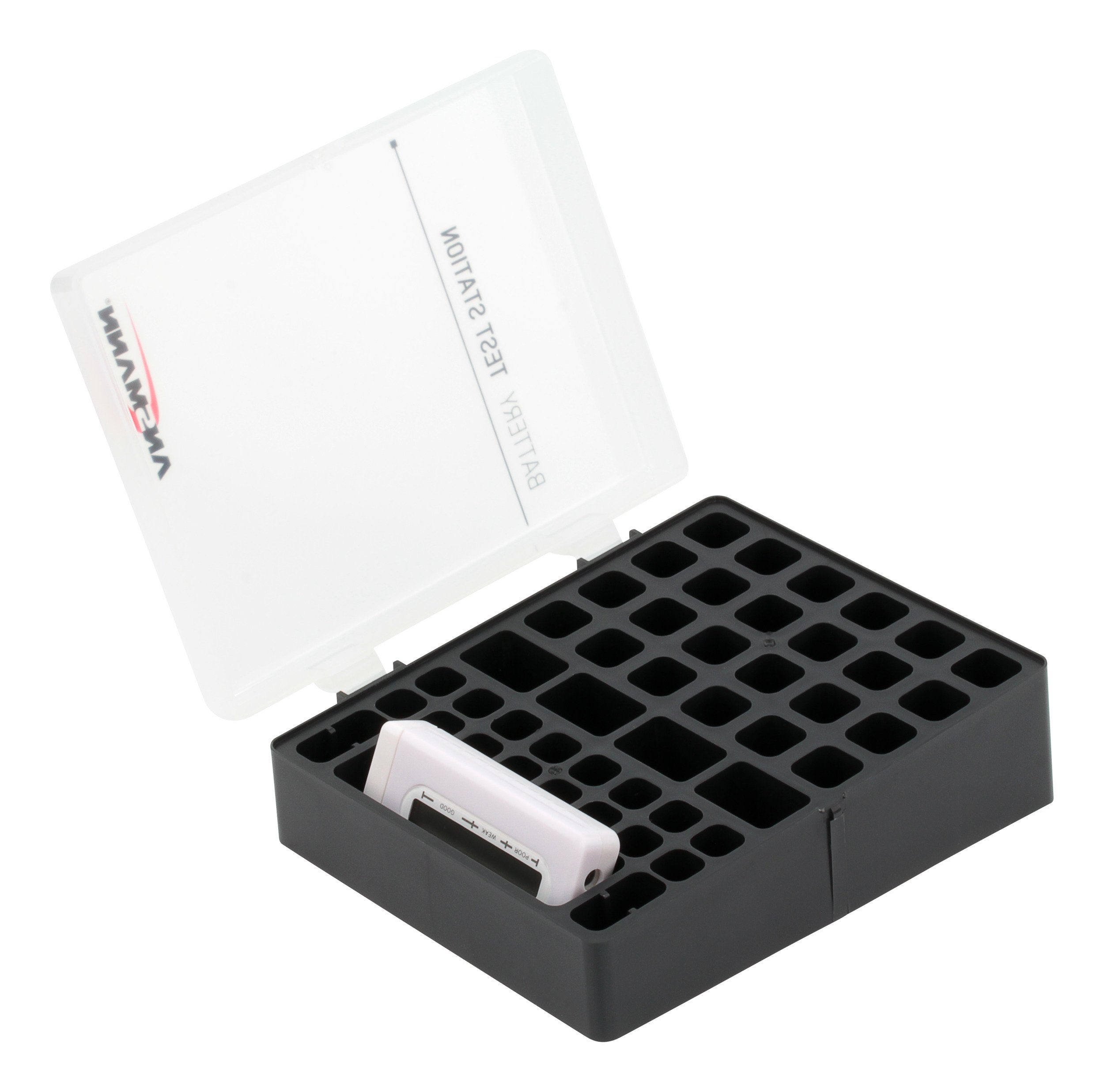 ANSMANN AG Batteriebox inkl. Akkutester für AAA Micro, AA Mignon & 9V Block Akkus Akku