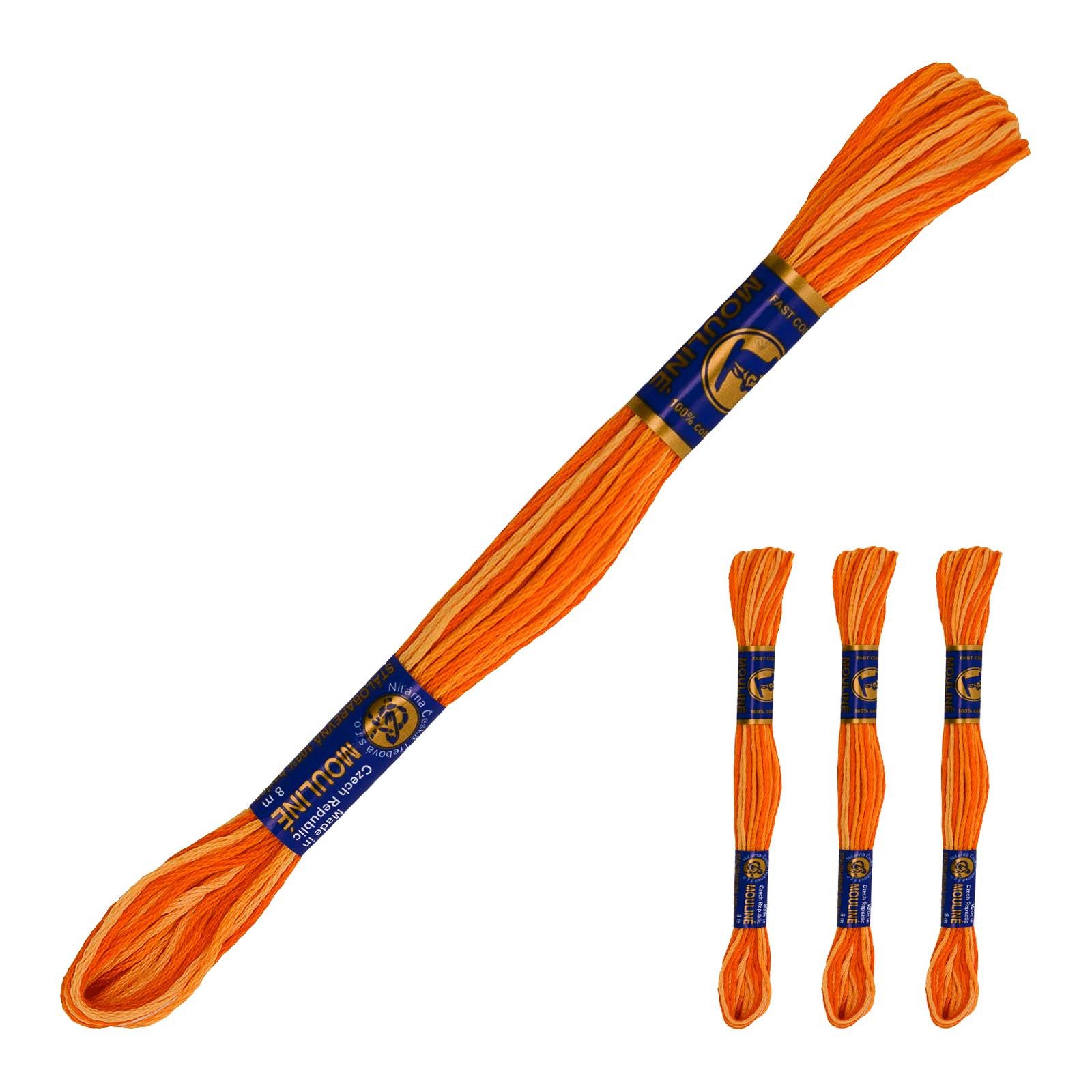 maDDma 3 Docken Stickgarn mit Farbverlauf Stickgarn, 8 m, 21162 Orangetöne