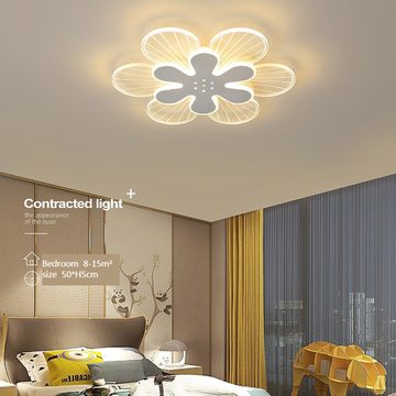Daskoo Deckenleuchten 50x5cm Blütenform LED Deckenlampe mit Fernbedienung Dimmbar Wohnzimmer, LED fest integriert, Warmweiß/Neutralweiß/Kaltweiß, LED Deckenleuchte