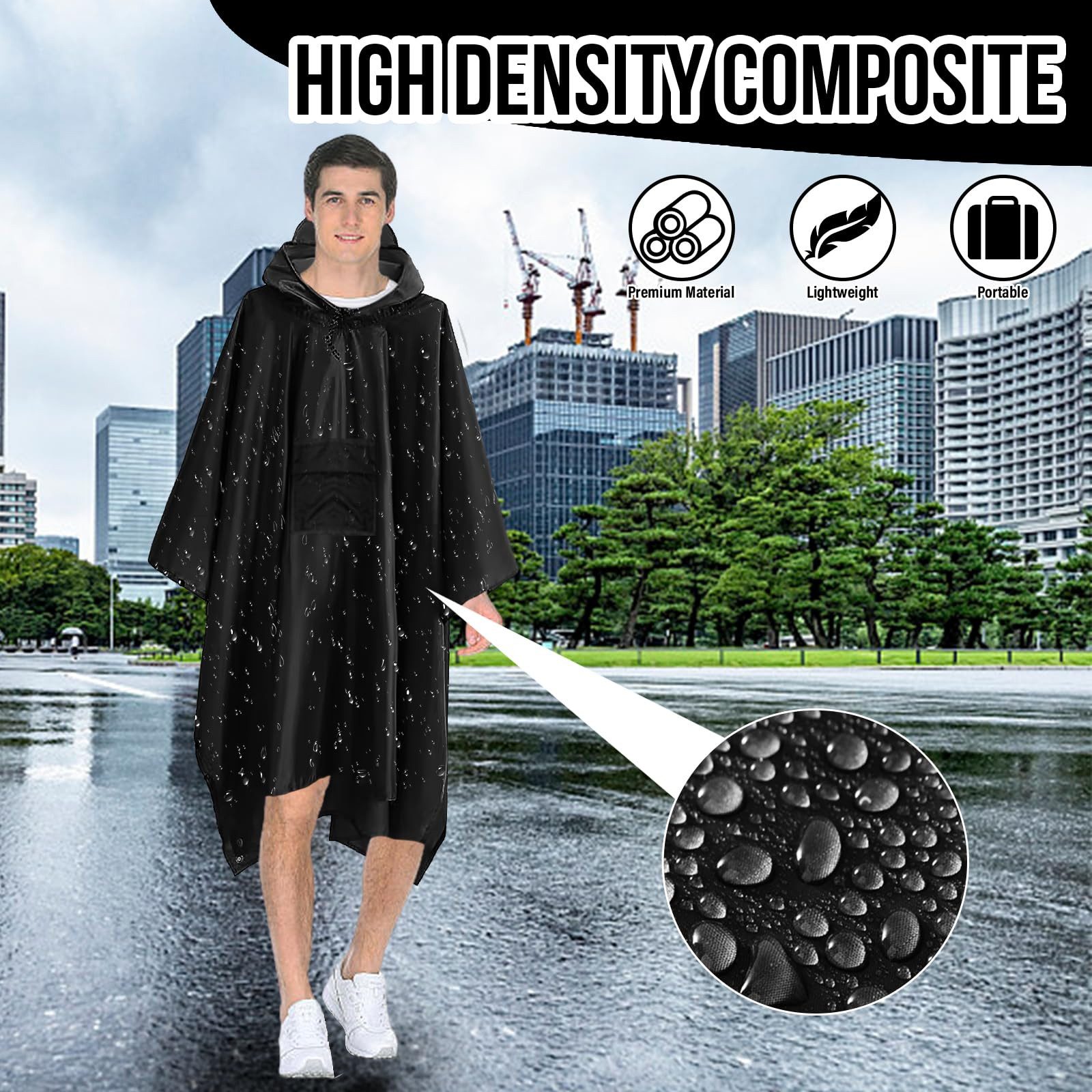 Kityhome Regenponcho Regenjacke, 3-in-1 Herren Damen Regenponcho, Regencape Fahrrad 3-in-1, Regenmantel,Picknickmatte, Camping-Überdachung,PU Beschichtung