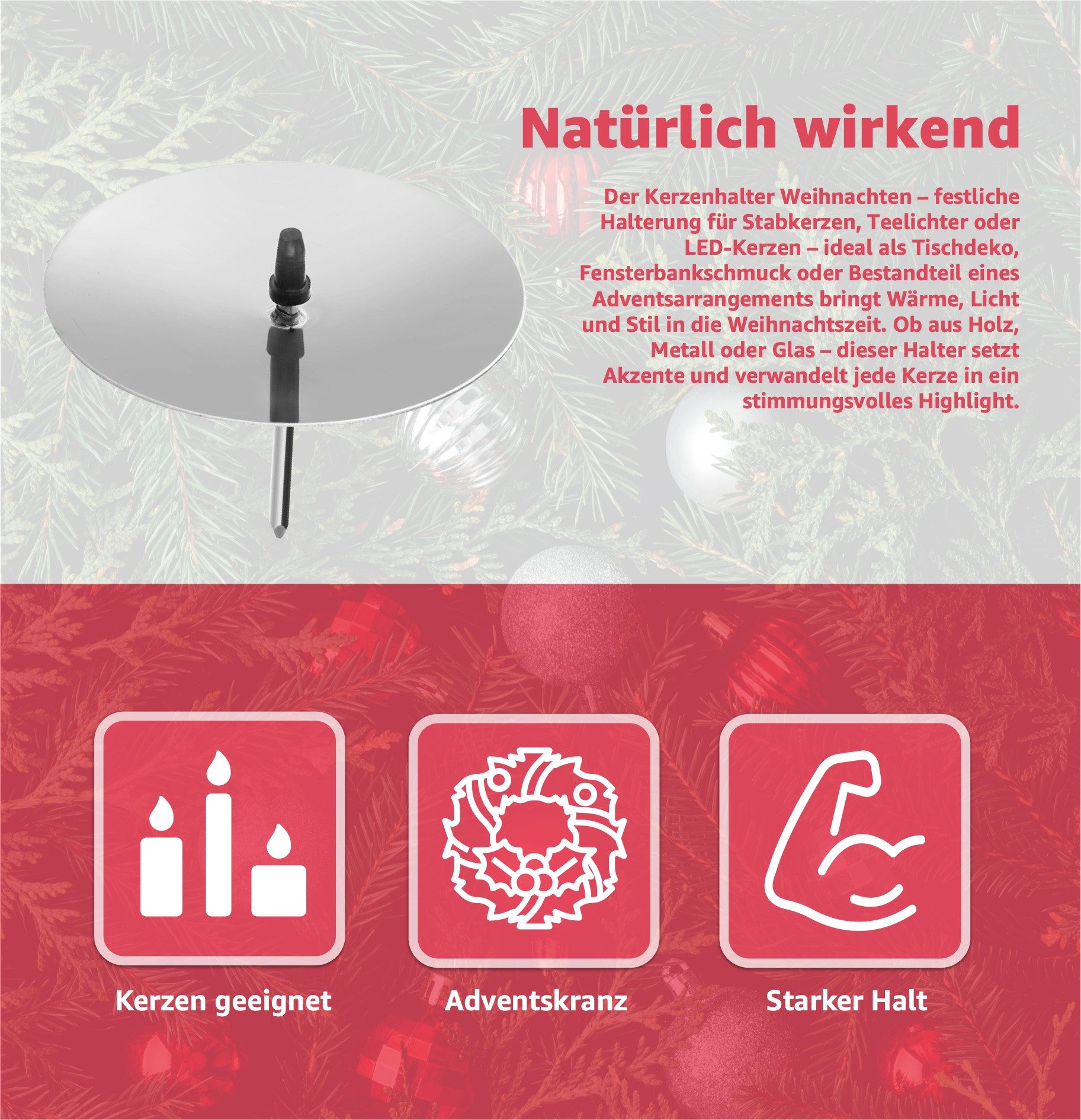 MerryXmas Adventskranz 4x Kerzenstecker ca. 5 cm für Kerzen als Kerzenhalte günstig online kaufen