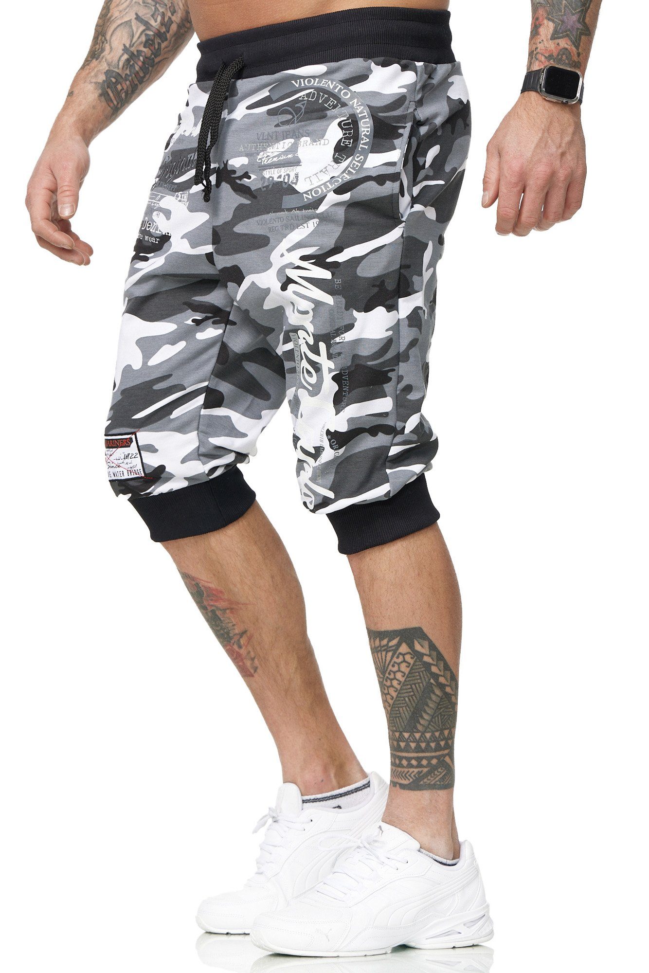 Sweatshorts Bermudas, 1-tlg) Grau reiner Caprihose, MONTE Kurze Baumwolle Sommer-Hose, Camouflage Bermudashorts, L.gonline Caprihose, (Shorts, Herren aus SHORTS,