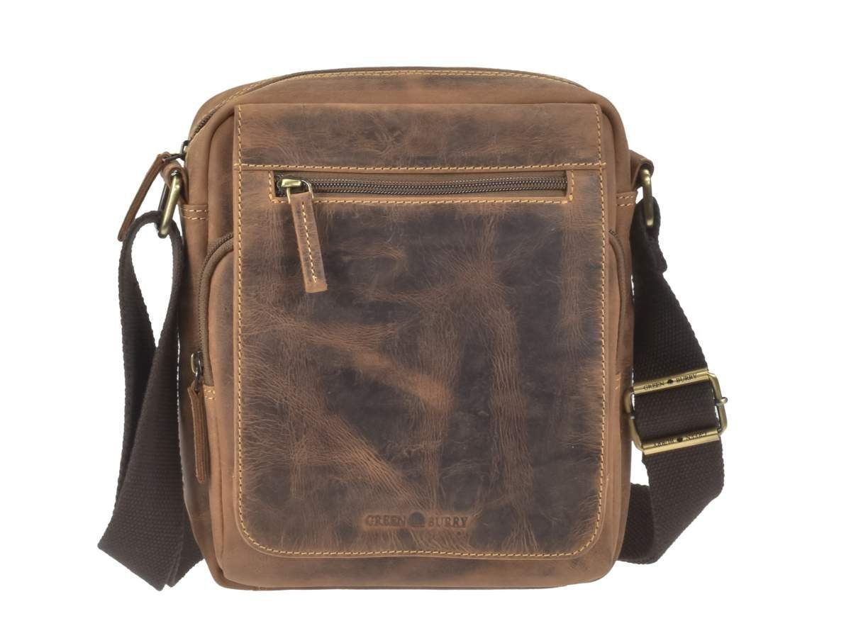 Greenburry Umhängetasche "Vintage" Leder, Schultertasche, Herrentasche 21x25cm, antik Look