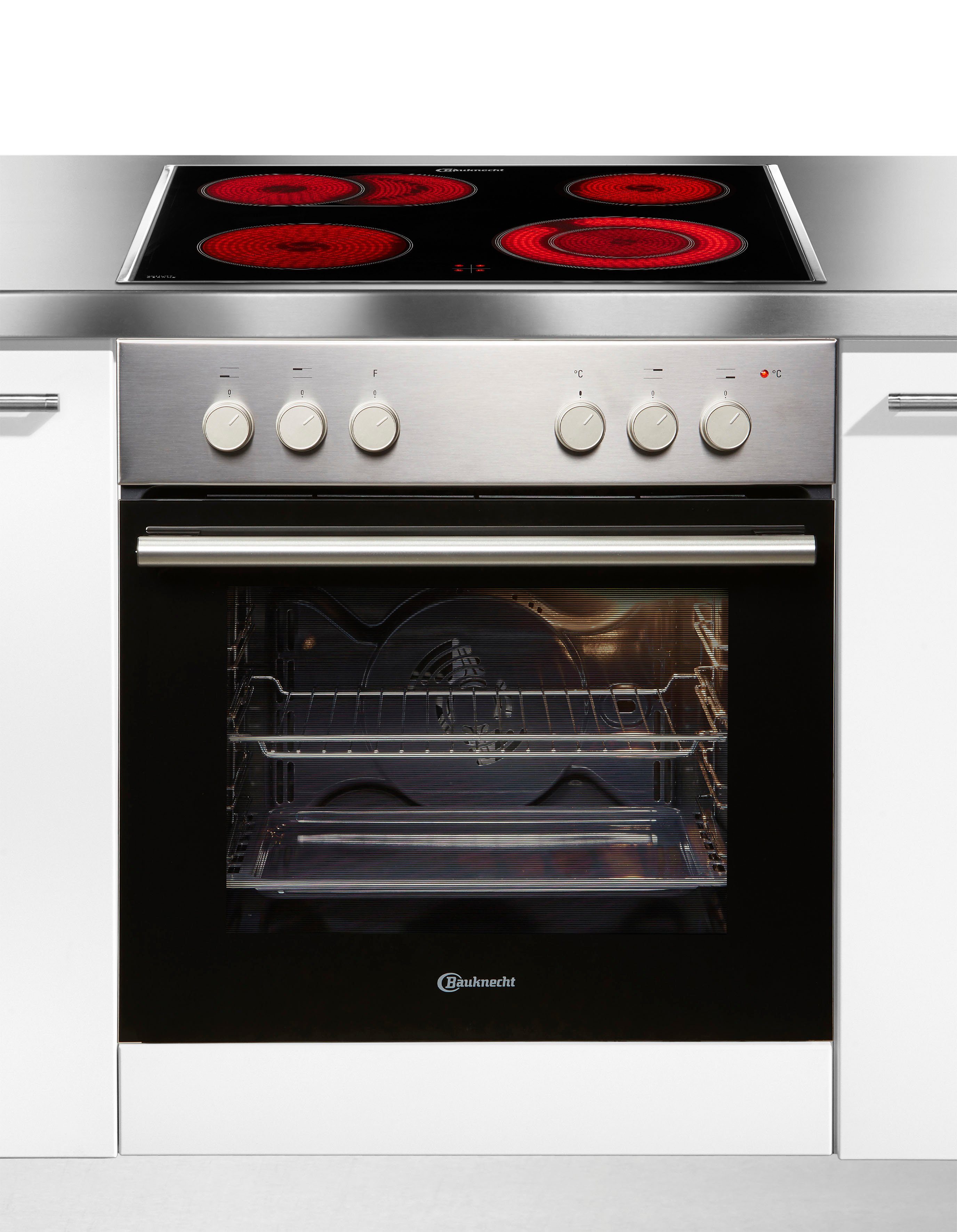 BAUKNECHT Elektro-Herd-Set Heko Samba, Bräterzone – Zuschaltbare Fläche für großes Koch- und Bratgeschirr