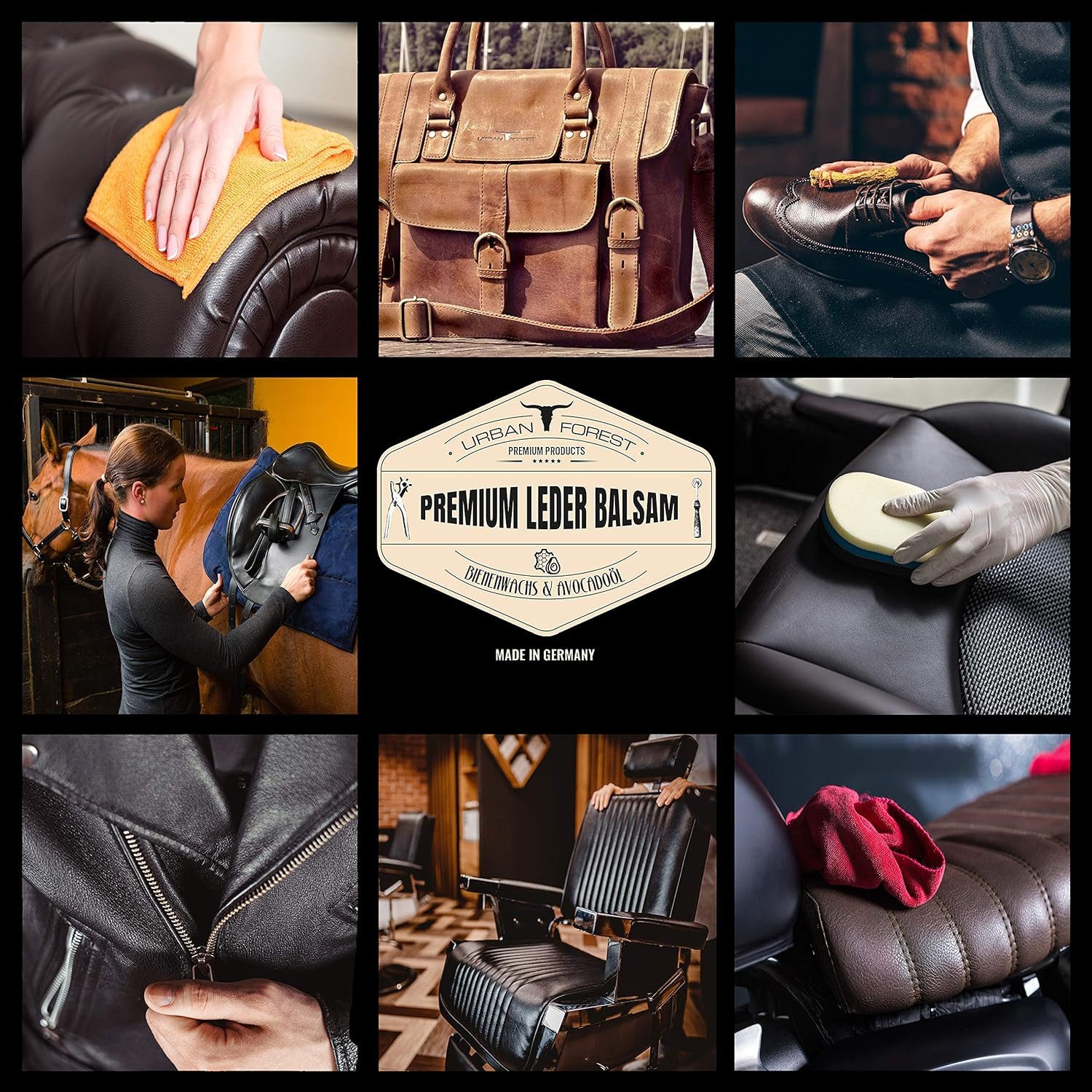 URBAN FOREST Lederreiniger + Lederbalsam als Sparset 500ml + Leder Balsam 250ml Lederreiniger (1-St. für sämtliche Glattlederobeflächen)