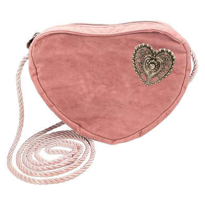Alpenflüstern Schultertasche Herztasche Trachtenherz (rosa-ros), - Damen Trachtentasche in Herzform, Schultertasche fürs Dirndl, Herz Handtasche zur Tracht, Dirndltasche
