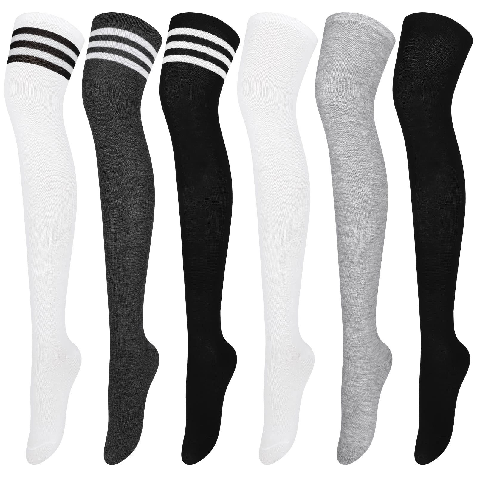 POCHUMIDUU Langsocken kniehoch, 6 Paar (6-Paar) Stiefel, Oberschenkel, Overknee-Oberschenkel-Socken, warme hohe Damensocken Strümpfe