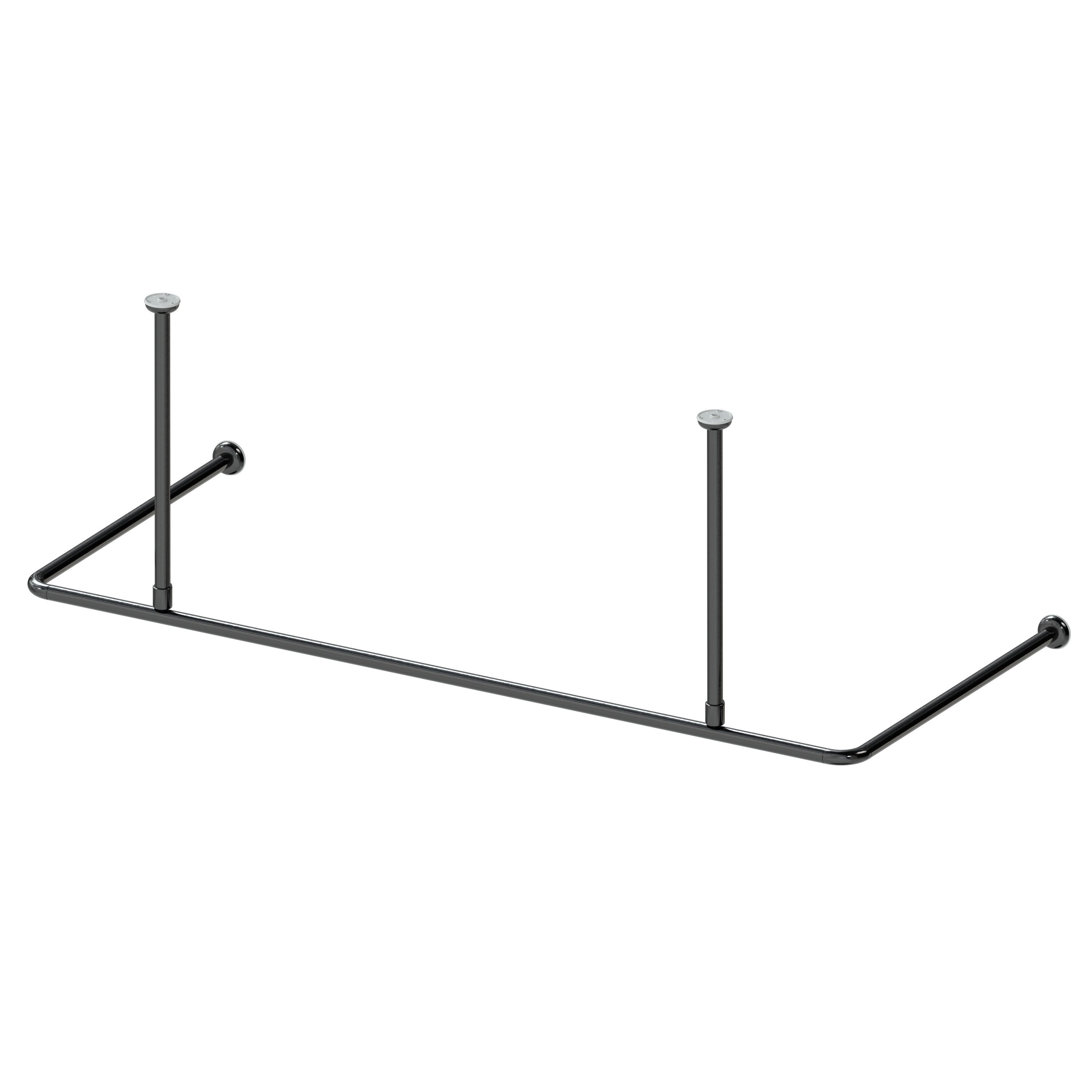 Aquabad® Duschvorhangstange Hastaflex Frame Duschvorhangstange, 2-läufig, kürzbar, Aluminium, 165cm x 70cm