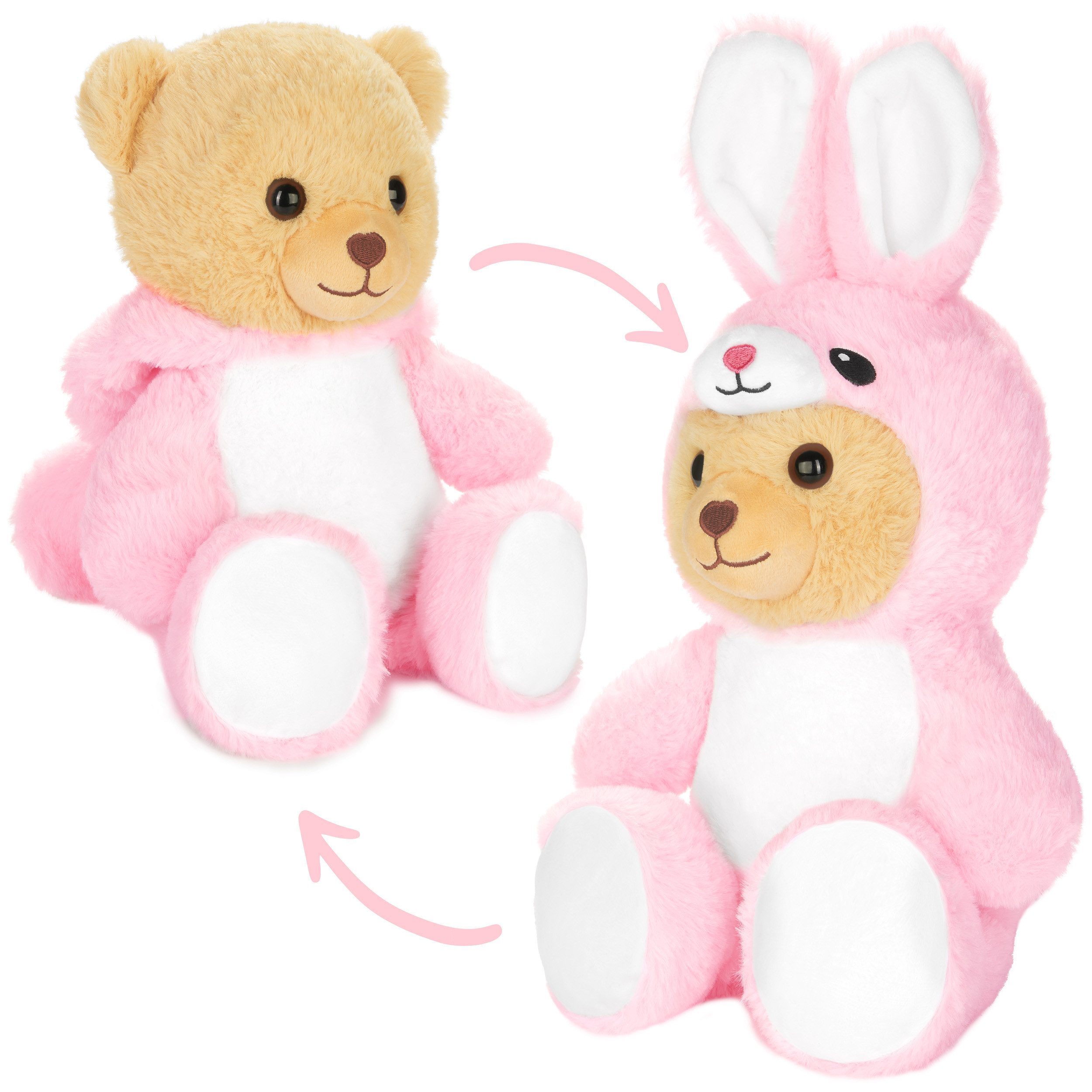 BRUBIES Kuscheltier Teddy Hase - 25 cm Teddybär im Hasenkostüm mit Kapuze (Plüschtier für kuschelige Abenteuer, 1-St), Kuscheltier Geschenk für Kinder
