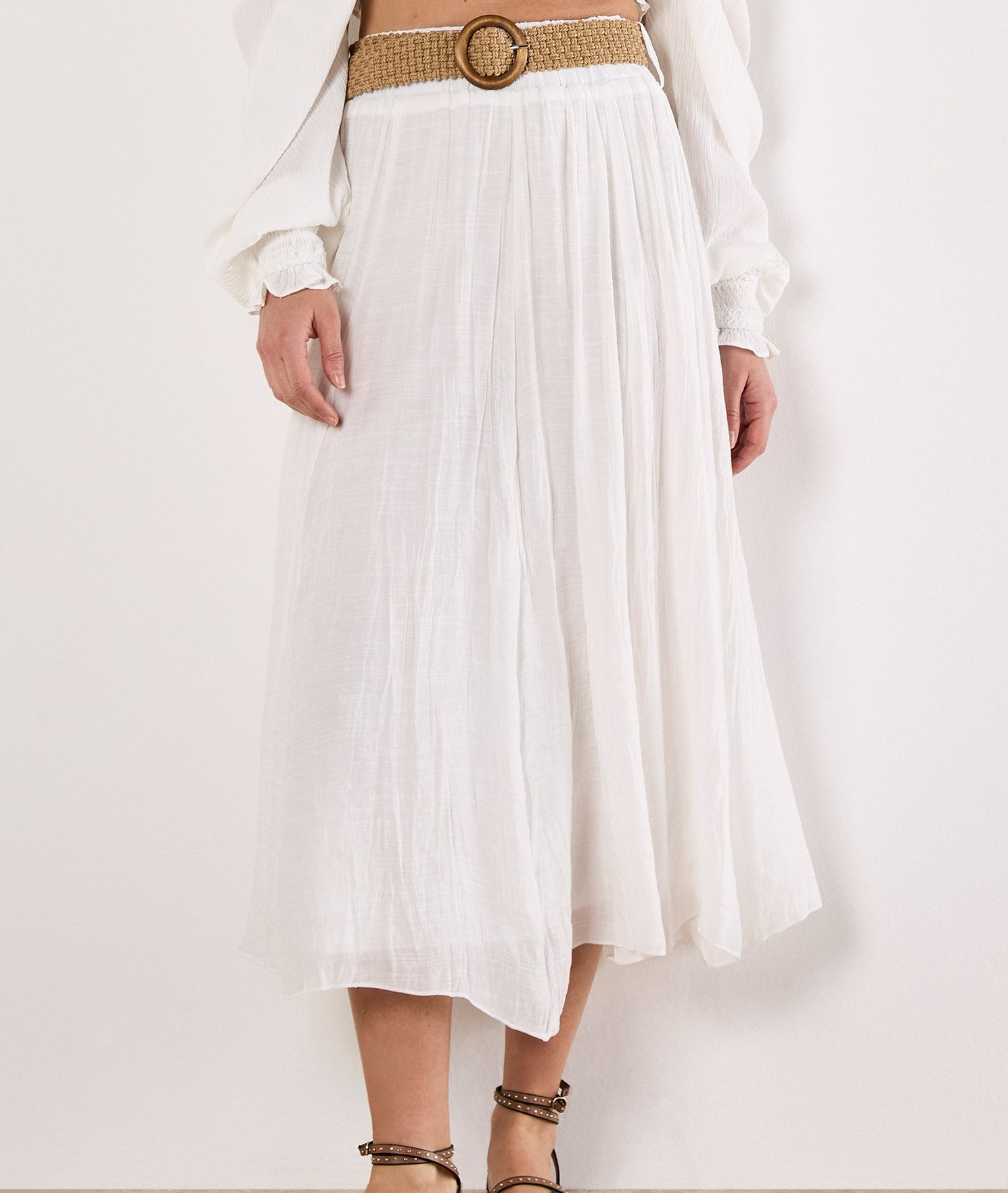 Apricot Midirock Unifarbener Rock (2-tlg., Flechtgürtel) mit Flechtgürtel, günstig online kaufen