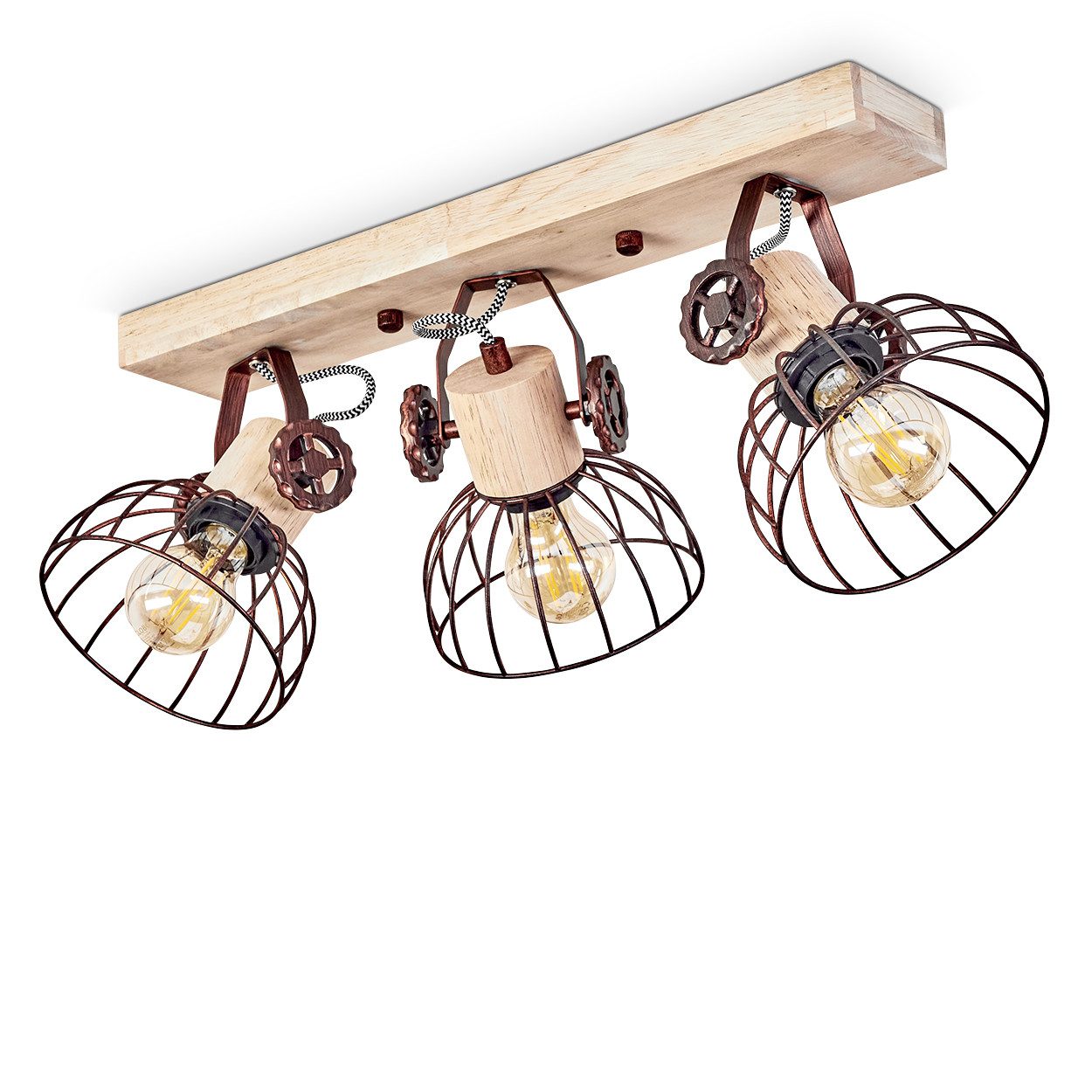 hofstein Deckenleuchte »Cotes« Deckenlampe, Holz/Metall, Natur/Rostfarbene günstig online kaufen