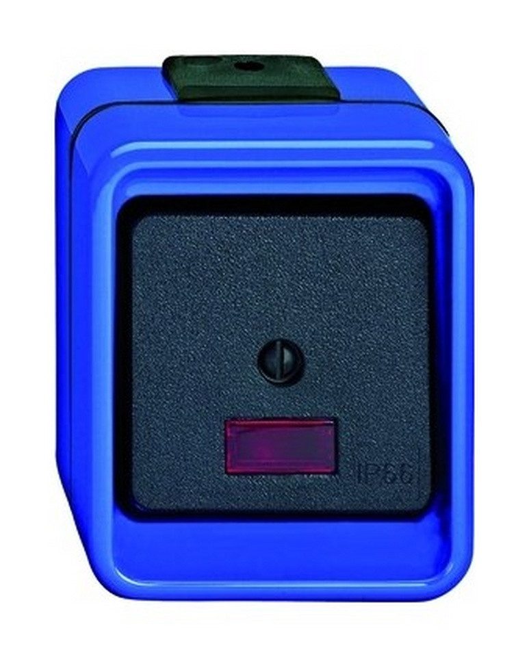 merten Schalter, Wipptaster blau 1S Aufputz Rückmeldekontakt IP66 ohne Aufdruck matt