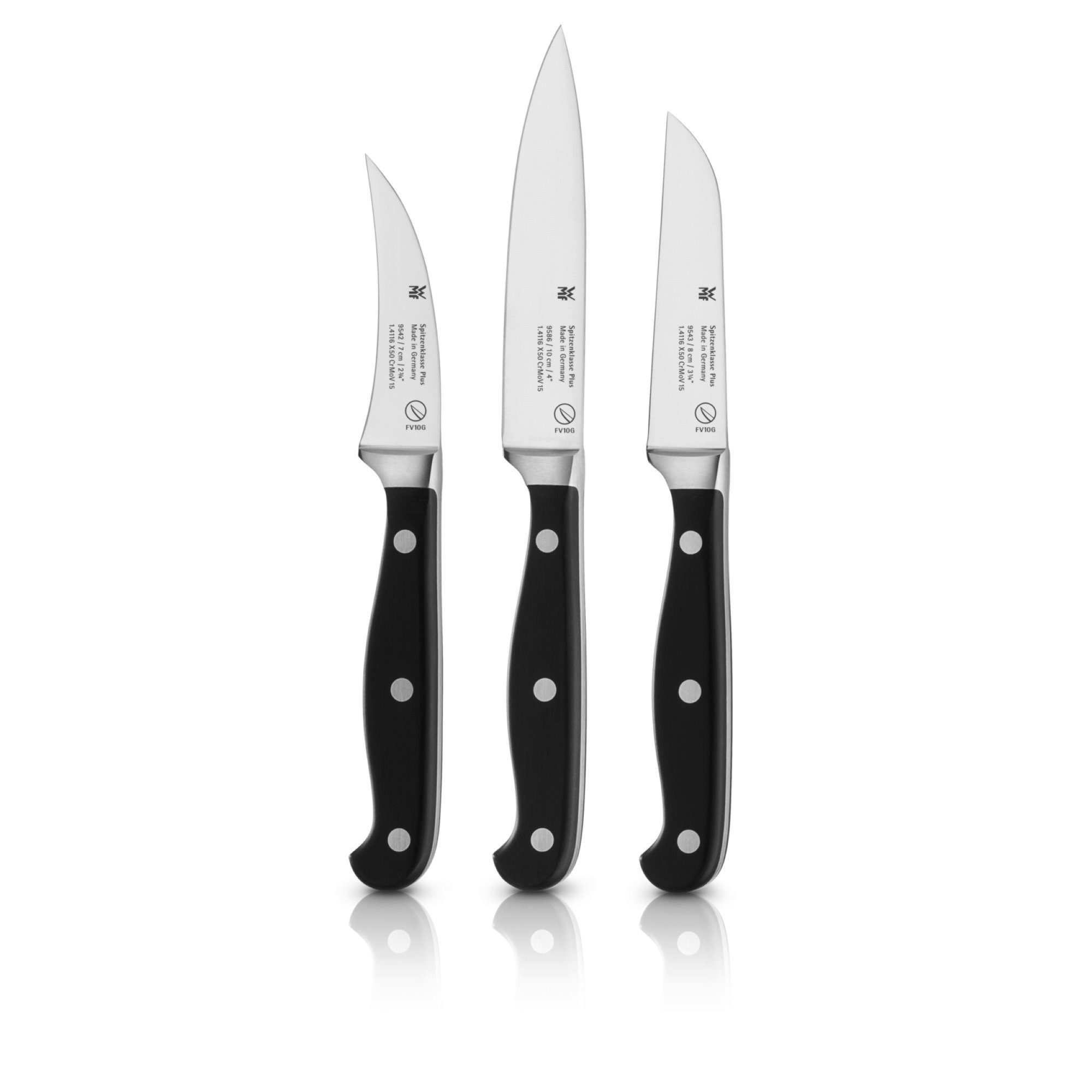 WMF Messer-Set Spitzenklasse Plus (Set, 3-tlg., Gemüsemesser, Schälmesser, Zubereitungsmesser), Obst- und Gemüseset, Made in Germany