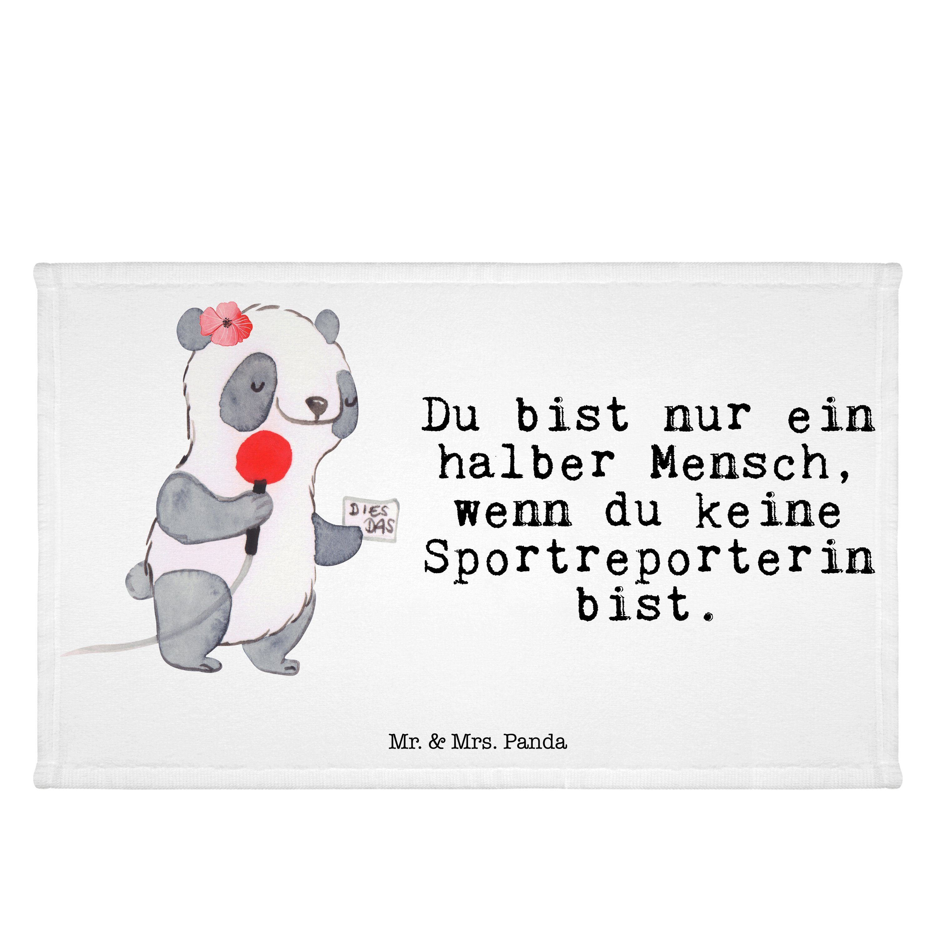 Mr. & Mrs. Panda Handtuch Sportreporterin mit Herz - Weiß - Geschenk, Sport Handtuch, Schenken, (1-St)