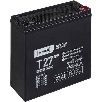 accurat 12V 27Ah AGM VRLA Batterie für Notstrom, USV, Elektromobil Batterie, (12 V V)
