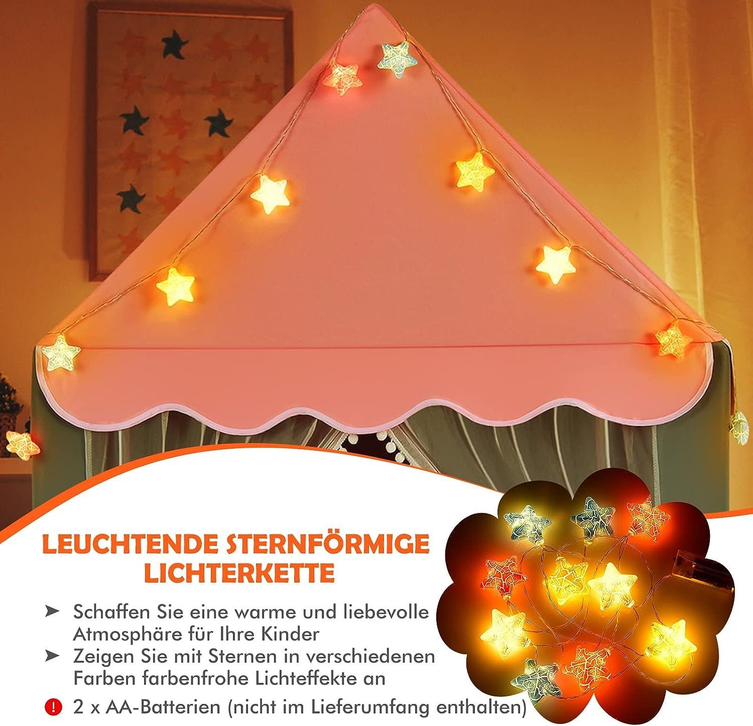 KOMFOTTEU Spielzelt Kinderhauszelt mit Netzfenster, für Kinder ab 3 Jahren