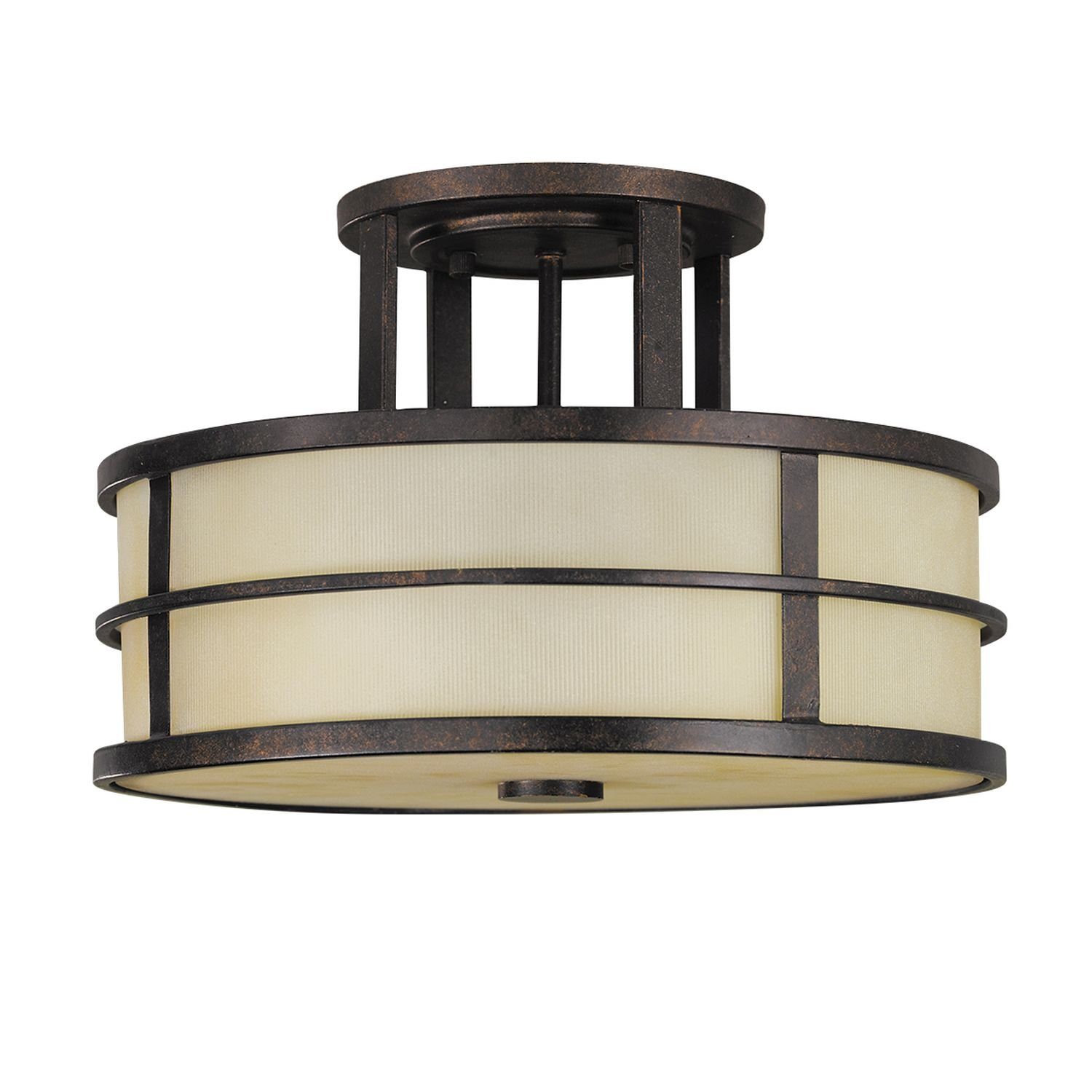 dekorativ Lampe ohne Deckenleuchte SHOJI, Bronze Deckenlampe Licht-Erlebnisse Wohnzimmer Creme Leuchtmittel, Vintage
