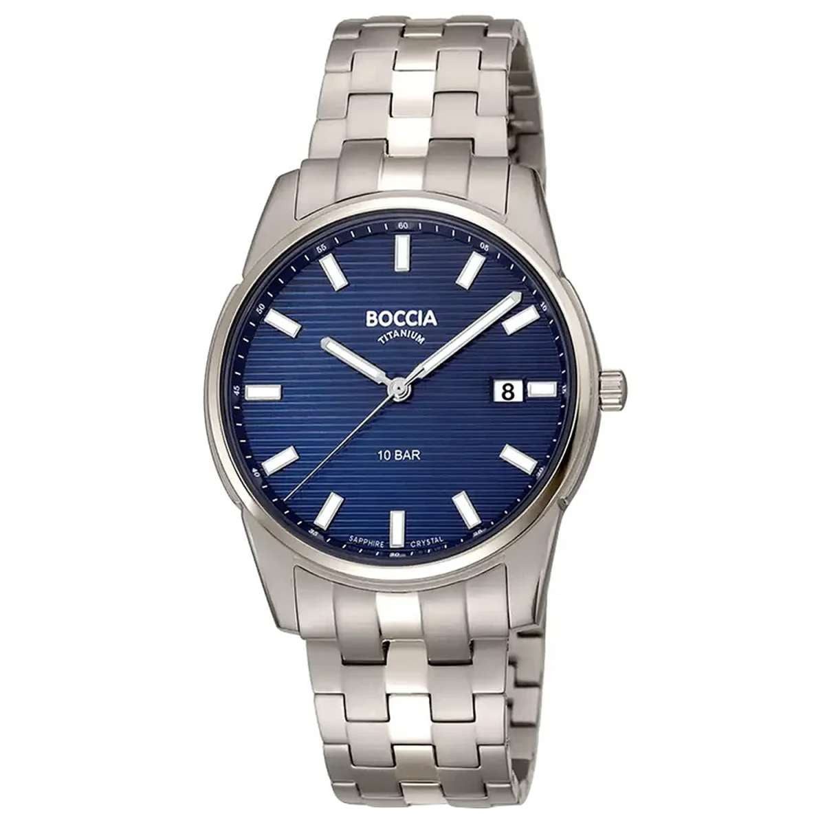 Boccia Quarzuhr 3686-01, Herrenuhr Quarz Titan mit Saphirglas