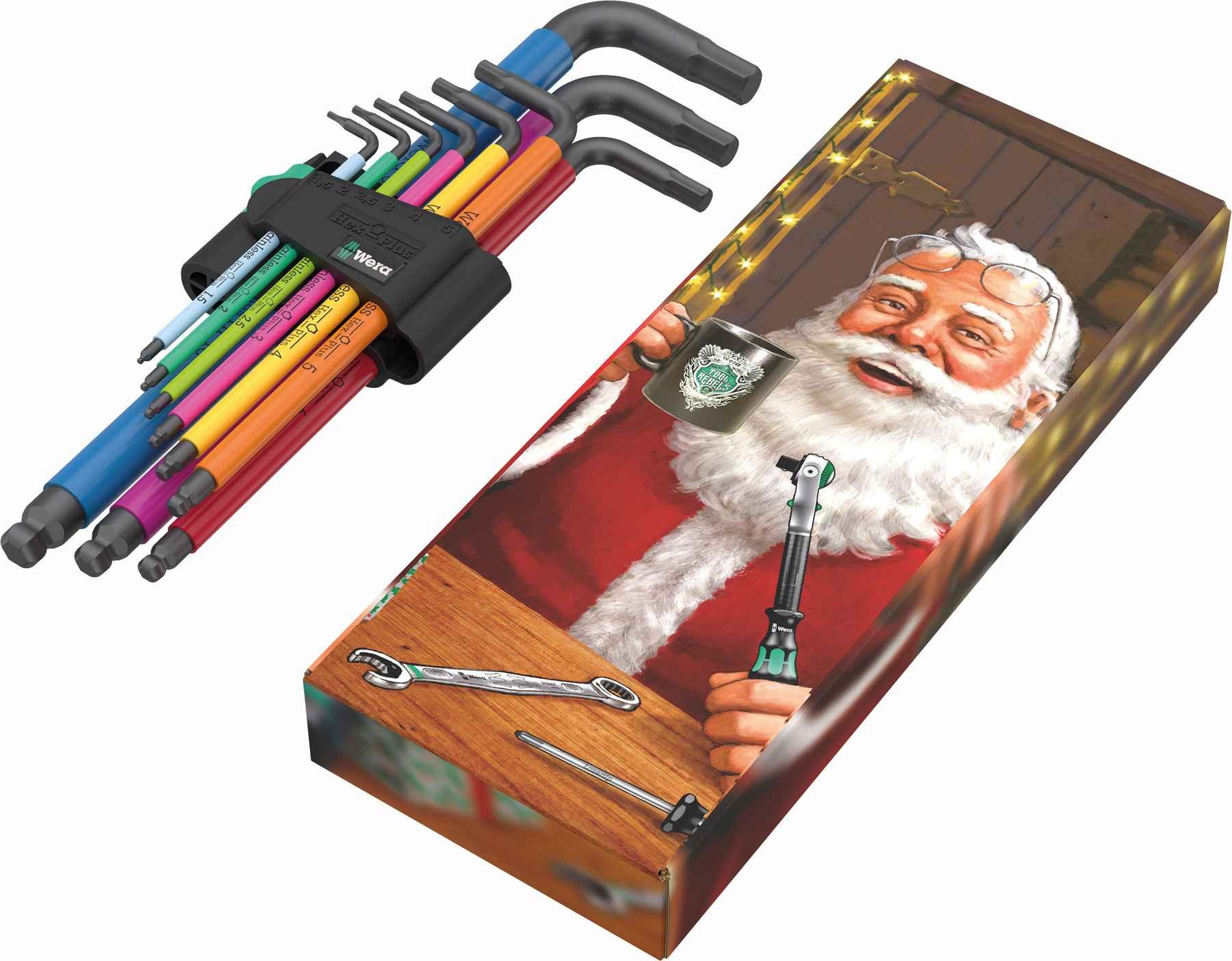 Wera Innensechskantschlüssel Innensechskant-Winkelschlüssel-Set - 9-teilig (1 St), Hex-Plus Multicolour 1 Christmas 2023 Set