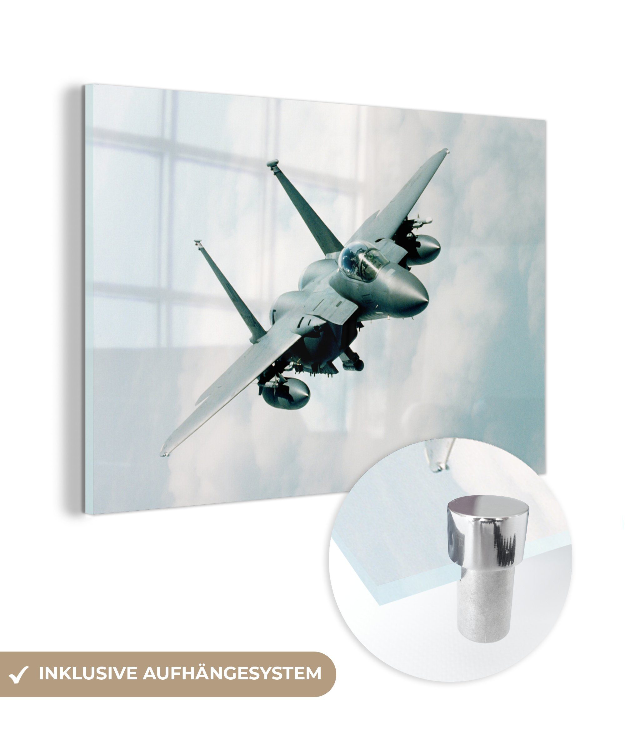 in Wohnzimmer & Acrylglasbilder Ein der (1 Acrylglasbild Kampfflugzeug Air St), weißes Force Royal MuchoWow Schlafzimmer England,